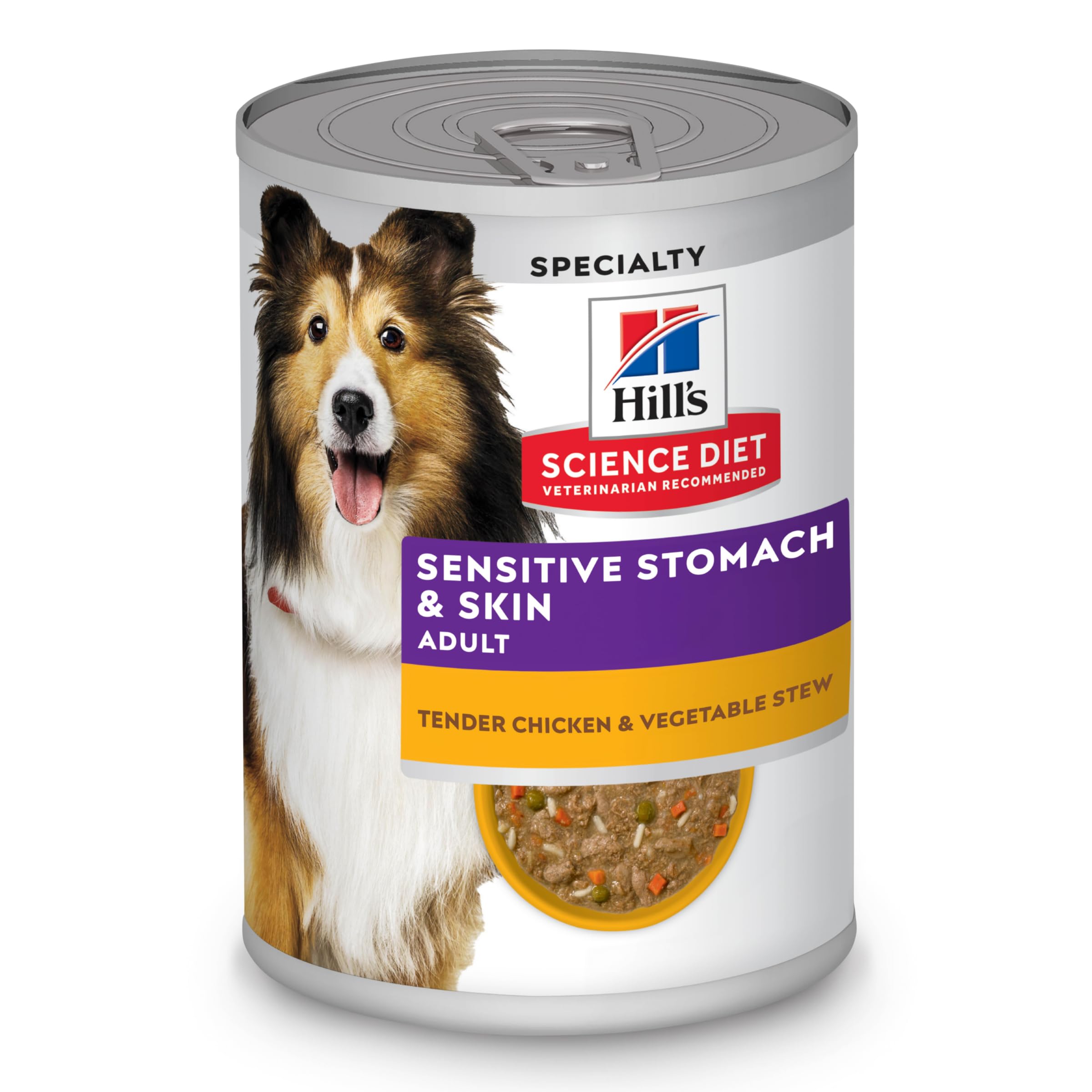Hills Science Diet Sensitive Stomach & Skin, Adult 1-6, Stomach & Skin Sensitivity Support, Wet Dog Food, Tender Chicken & Vege
