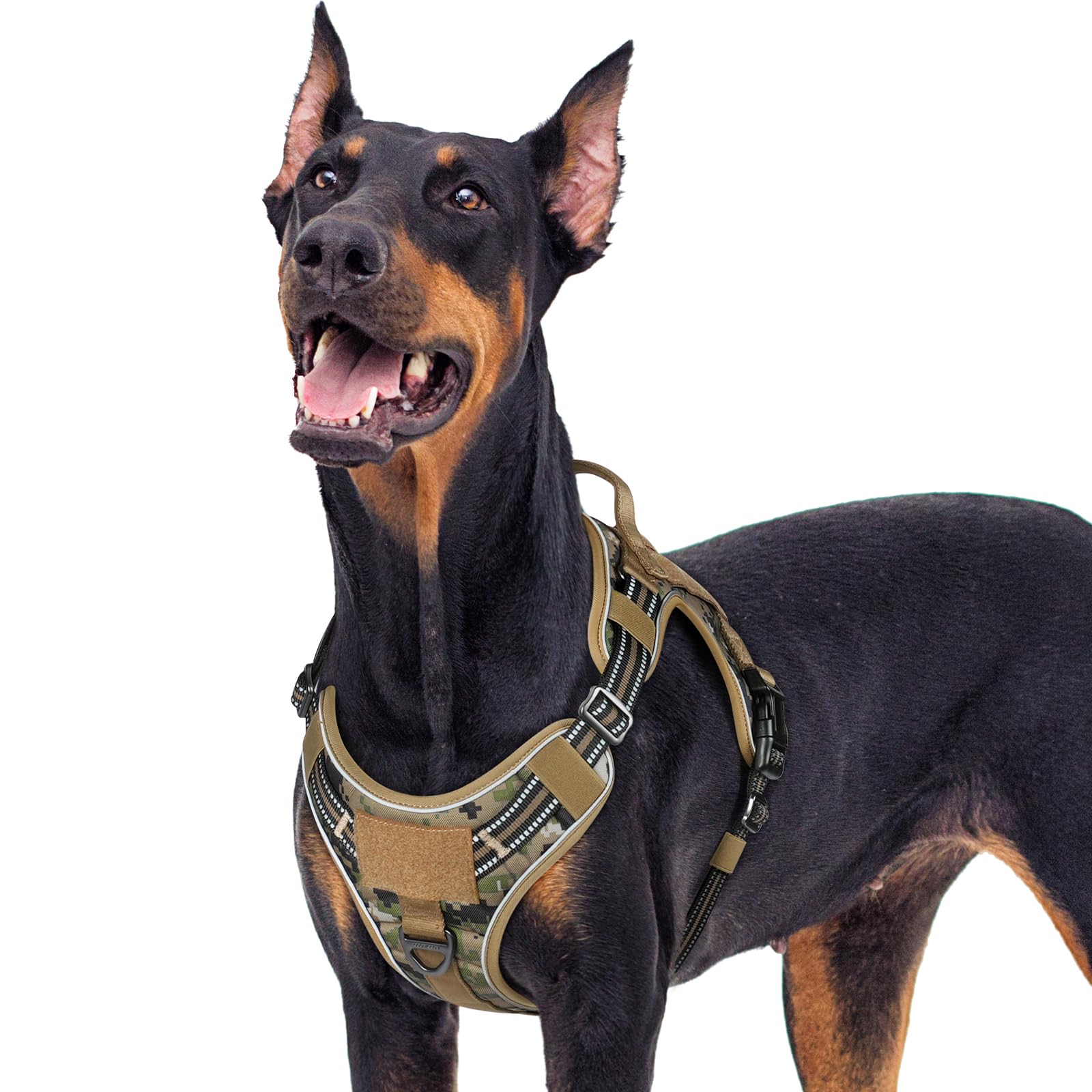Rabbitgoo Dog Harness For Large Dogs No Pull, Tactical Service Pet Vest With Molle And Control Handle, Adjustable And Reflective