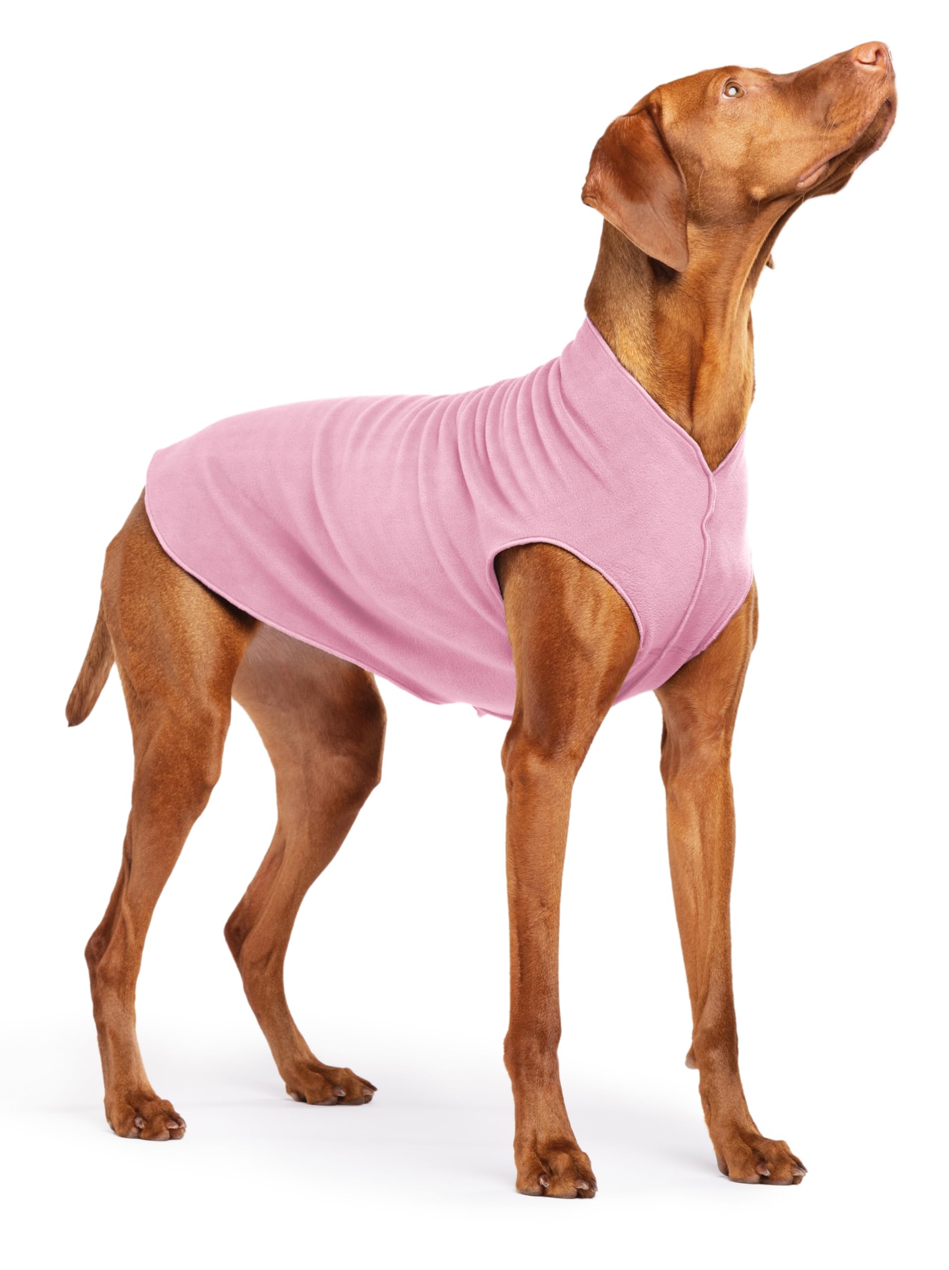 Gold Paw Stretch Fleece Dog Coat, Stretchy Pet Sweater, Machine Washable Pullover For Winter And Fall, Rose, 18