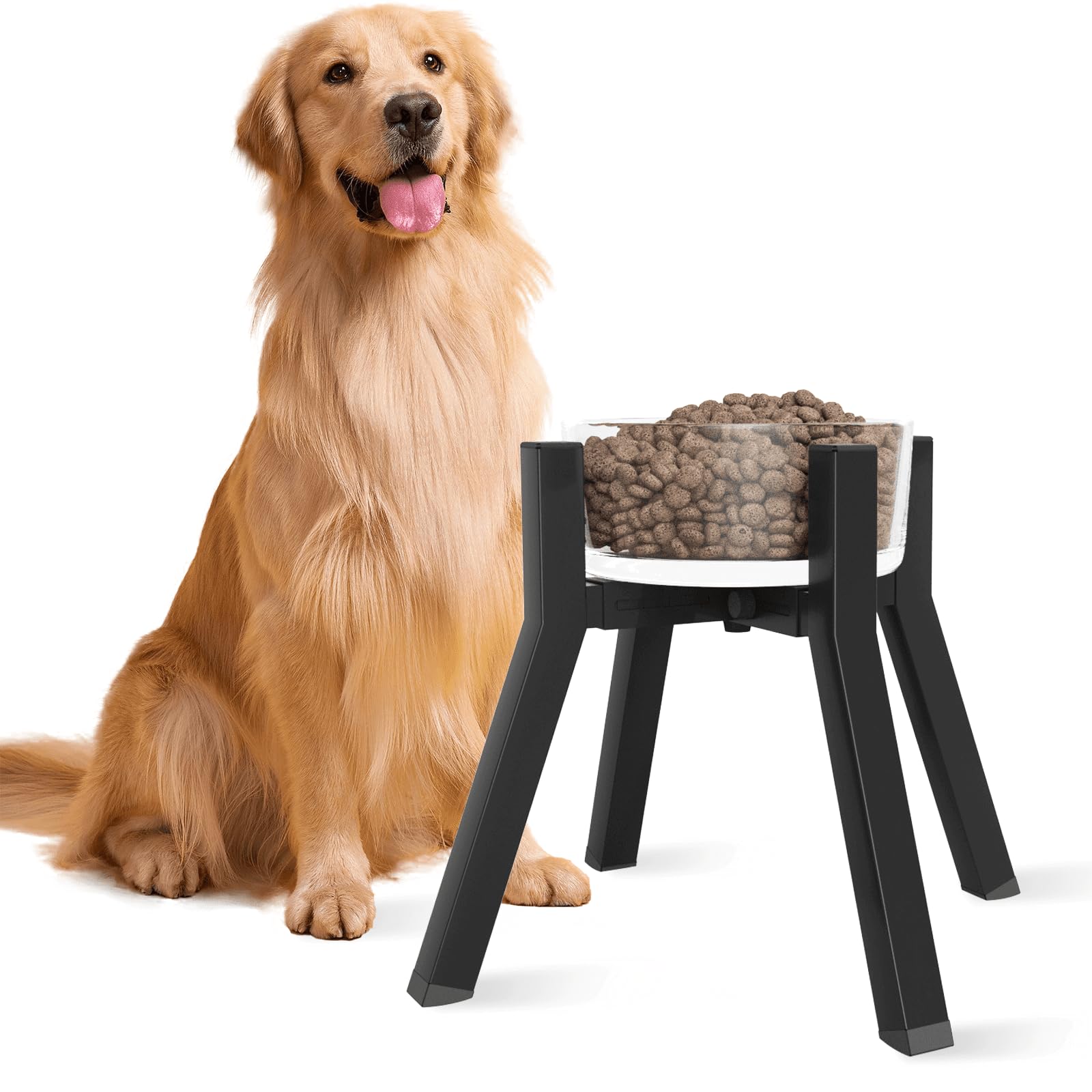 TIDANT Adjustable Dog Bowl Stand for Medium & Large Dogs, Elevated Food & Water Bowls, 11 inch Tall Single Holder, Black