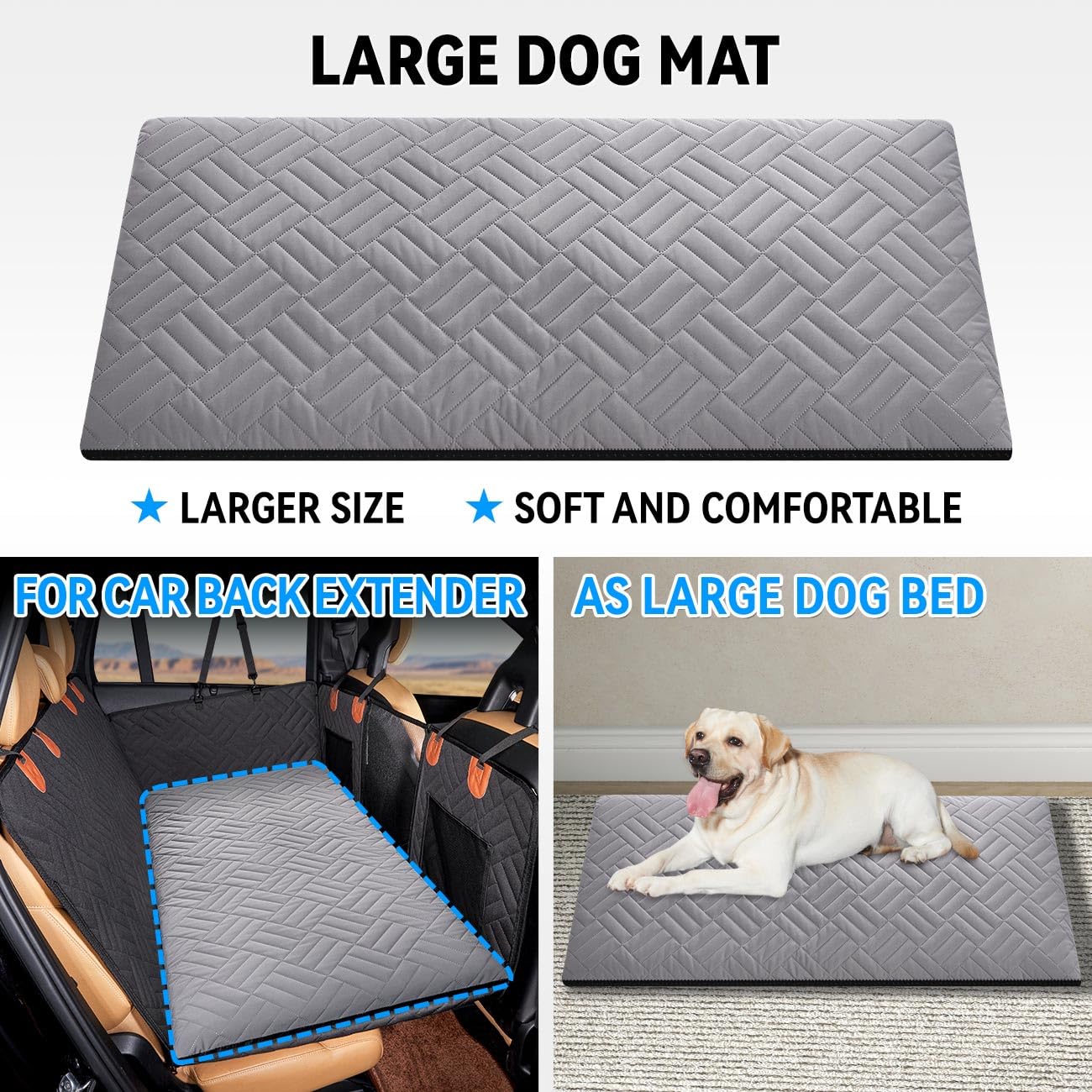Veitail Dog Mat For Back Seat Extender For Dogs,Dog Bed For Car,Pet Cover For Hammock For Car,Hard Bottom Car Seat Cover For Dog