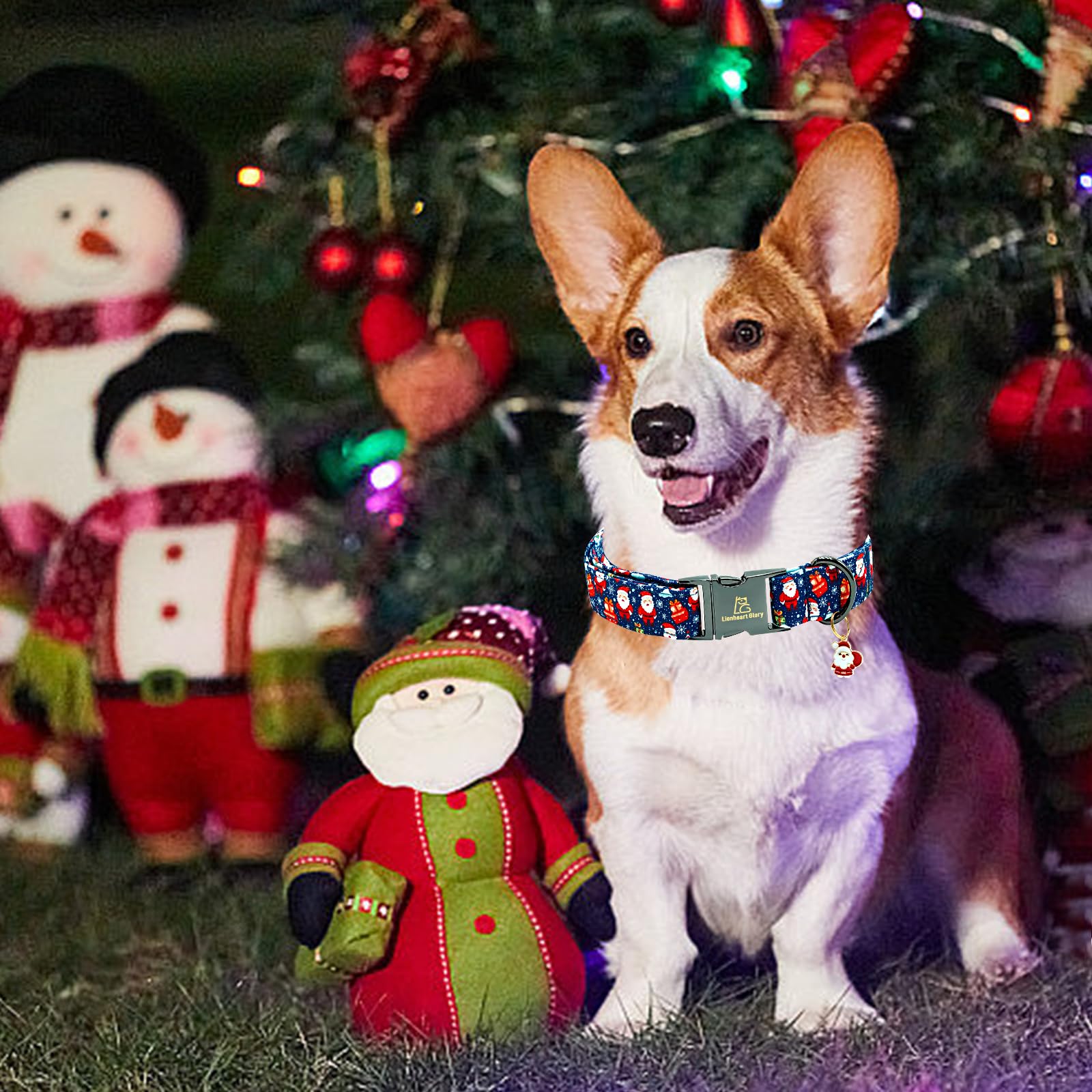Lionheart Glory Christmas Dog Collar Santa Print Collars Soft Durable Adjustable Dog Collars For Medium Dogs Pet Gift Female Or