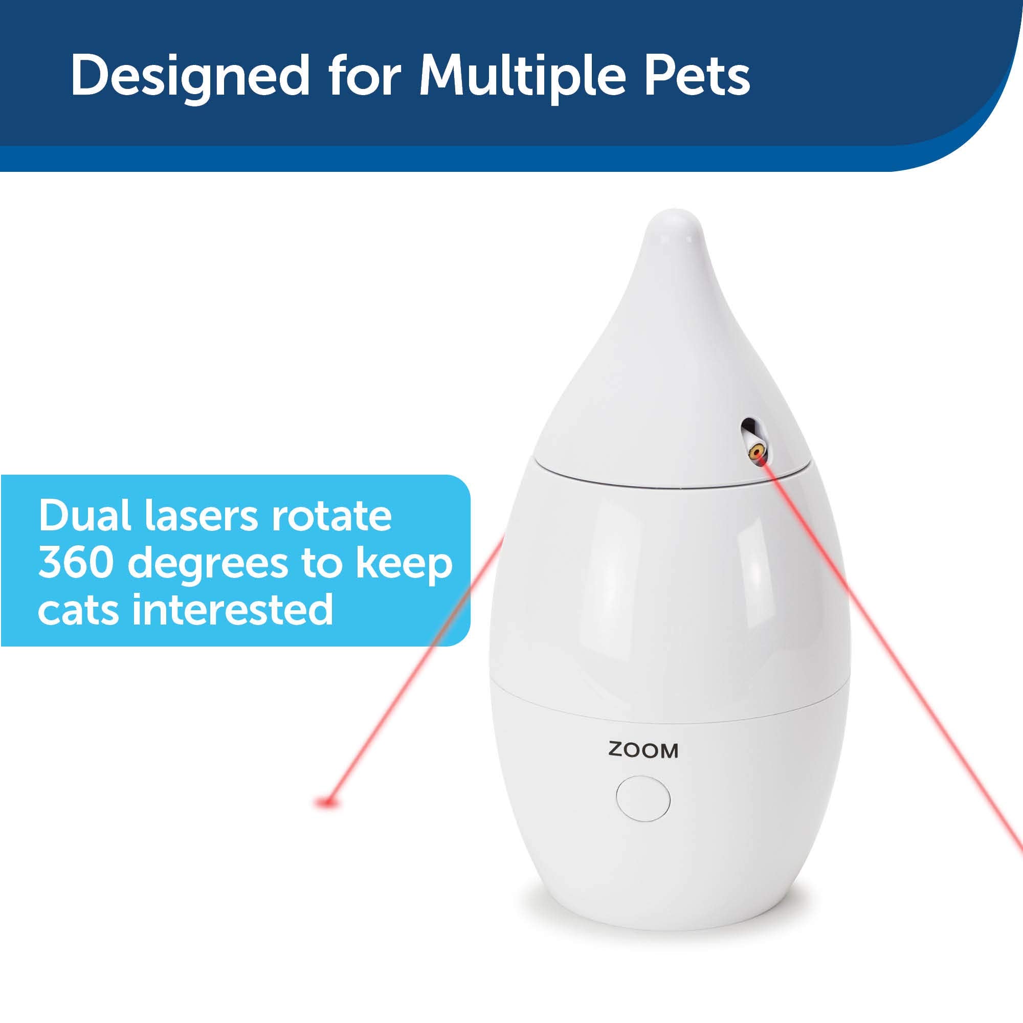 Petsafe Zoom Rotating Laser Cat Toy - Includes 2 Interactive Laser Lights