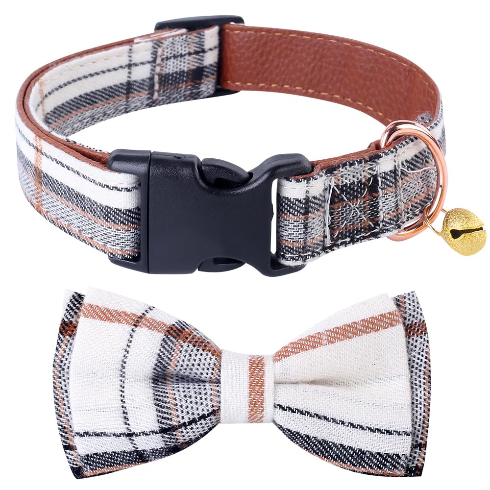 Yizepet Dog Collar With Bow Tie- Adjustable Pet Collar For Dogs With Metal Snap Fastener Collar, Stylish Pattern For Small Mediu