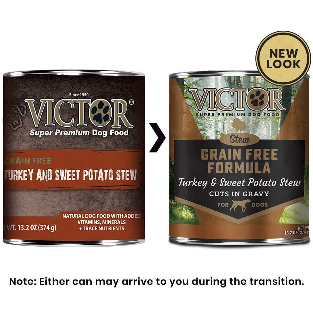Victor Super Premium Dog Food - Grain Free Stew - Turkey and Sweet Potato Stew Cuts in Gravy - Canned Wet Adult Dog Food - All B