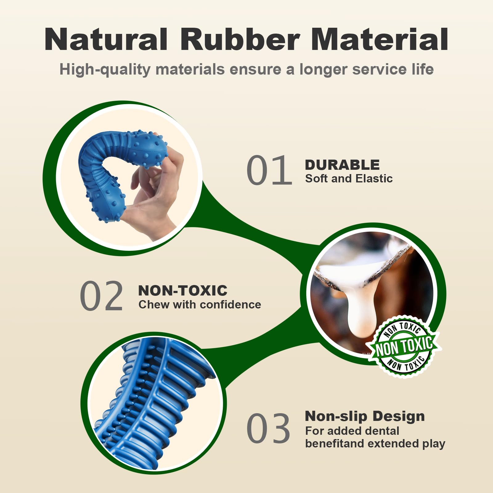 Doudele Dog Toys For Aggressive Chewers, Dog Toys For Medium Large Dogs, Natural Rubber Bone Dog Chew Toys With Beef Flavor, Ind