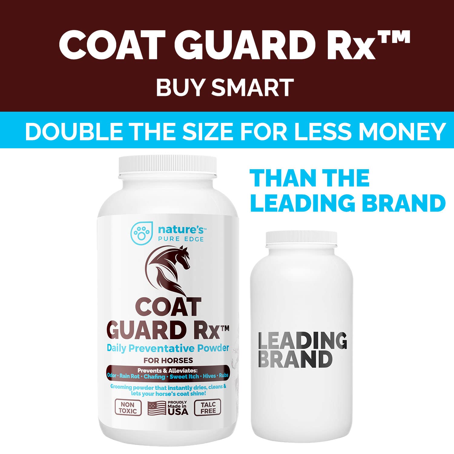 Extra Large. 2 Lbs. Coat Guard Rx Daily Preventative Powder For Horses - Coat And Skin Treatment & Dry Shampoo For Horses.