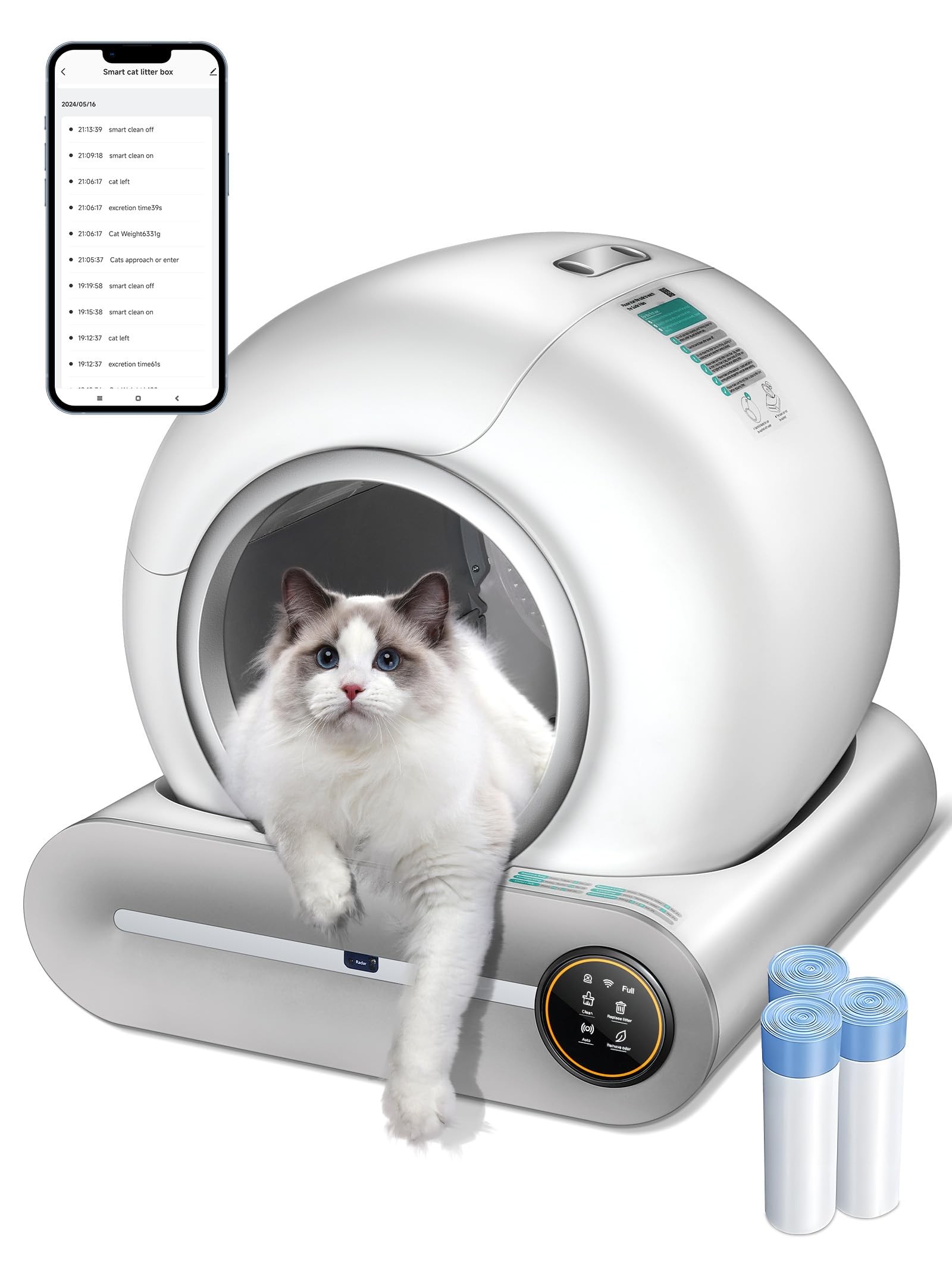 (2025) Self Cleaning Litter Box, Upgraded Robot Automatic Litter Box For Multiple Cats, 65L+9L Extra Large, Features Negative Io