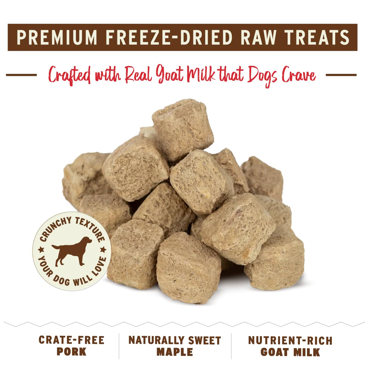 Primal Freeze Dried Dog Treats, You Maple My Day; Pork & Maple with Goat Milk, Grain Free Training Treats for Dogs with Probioti