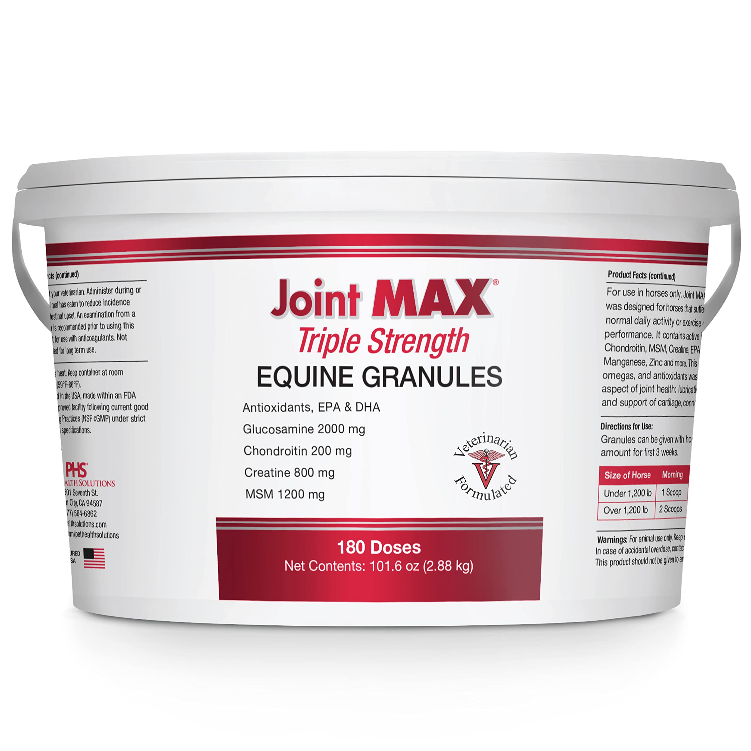 Joint MAX Triple Strength EQ GRANULES for Horses - Support Joint Health - Glucosamine, Chondroitin, Creatine & MSM - Vitamins, M