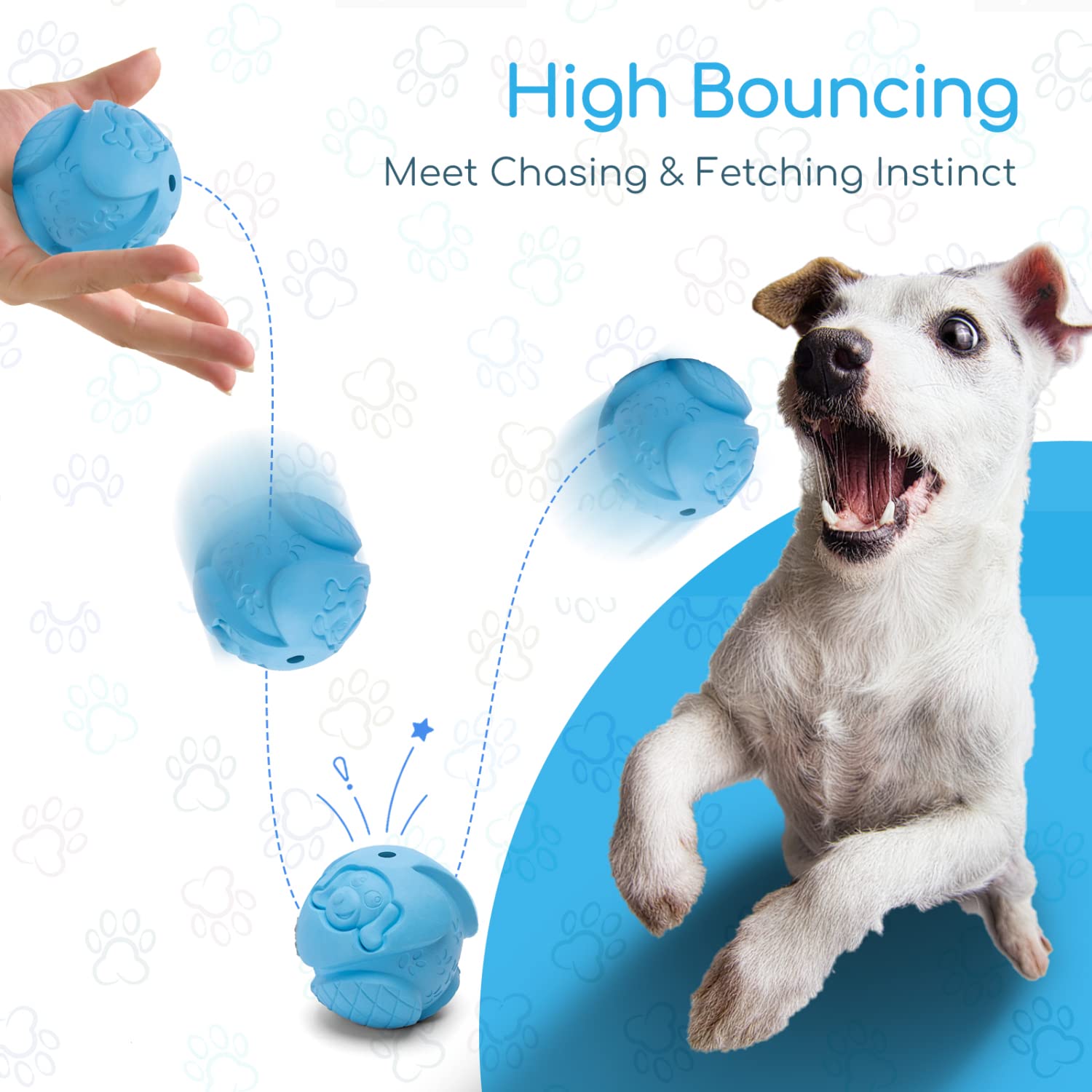 Nobleza Dog Treat Ball, Durable Safe Rubber IQ Dog Food Ball Dispenser for Chewing and Slow Feeing, Interactive Bouncy Enrichmen