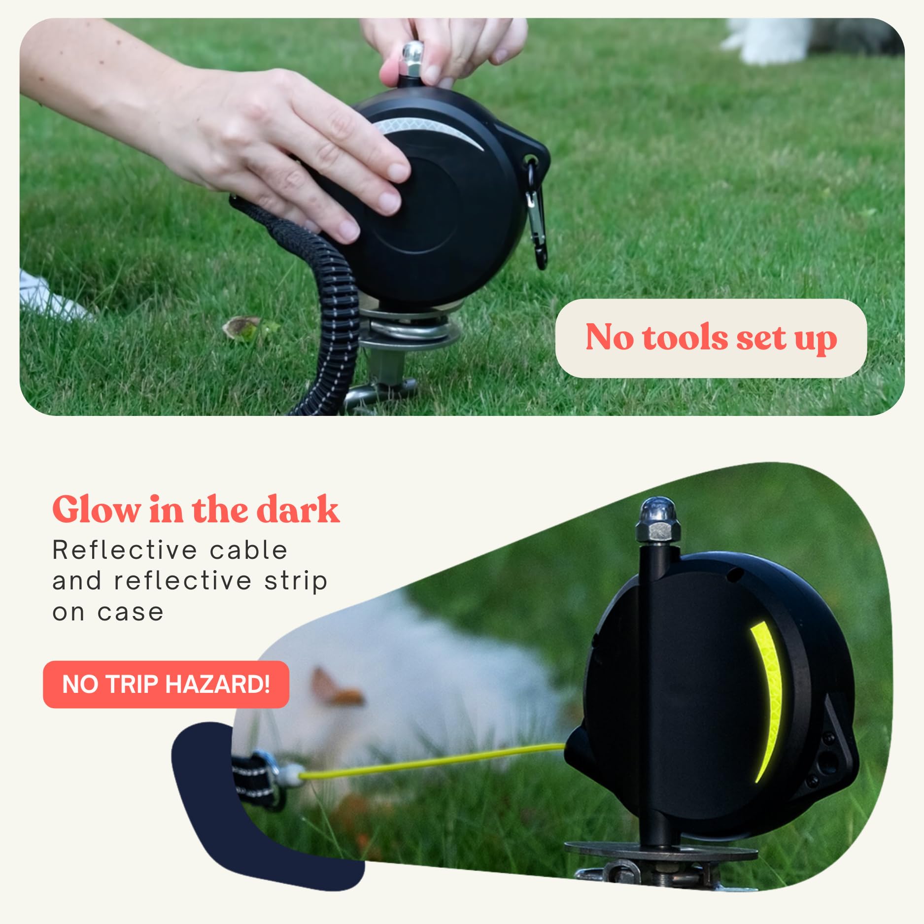 Heavy-Duty Retractable Dog Tie Out Cable: The Ultimate Dog Line For Outside - Super Strong Tie Out Retractable Cable For Dogs.