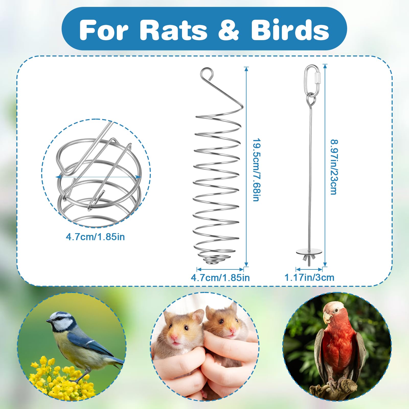 YBEATY 2 PCS Rat Enrichment Toys Stainless Steel Vegetable Holder Enrichment Foraging Toy Foraging Hanging Feed Tool Fancy Mice