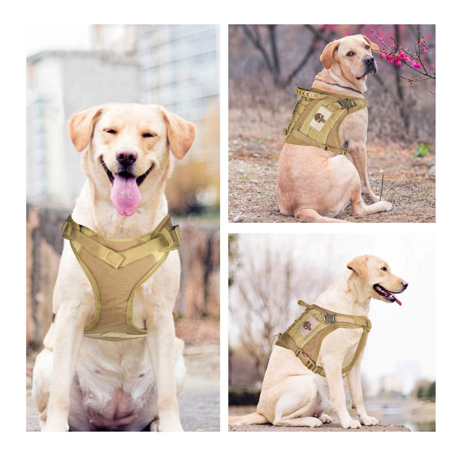 Tactical Service Dog Vest Harness K9 Military Molle Dog Vest for Outdoor Training Hunting Waterproof Pet Dog Harness with Rubber