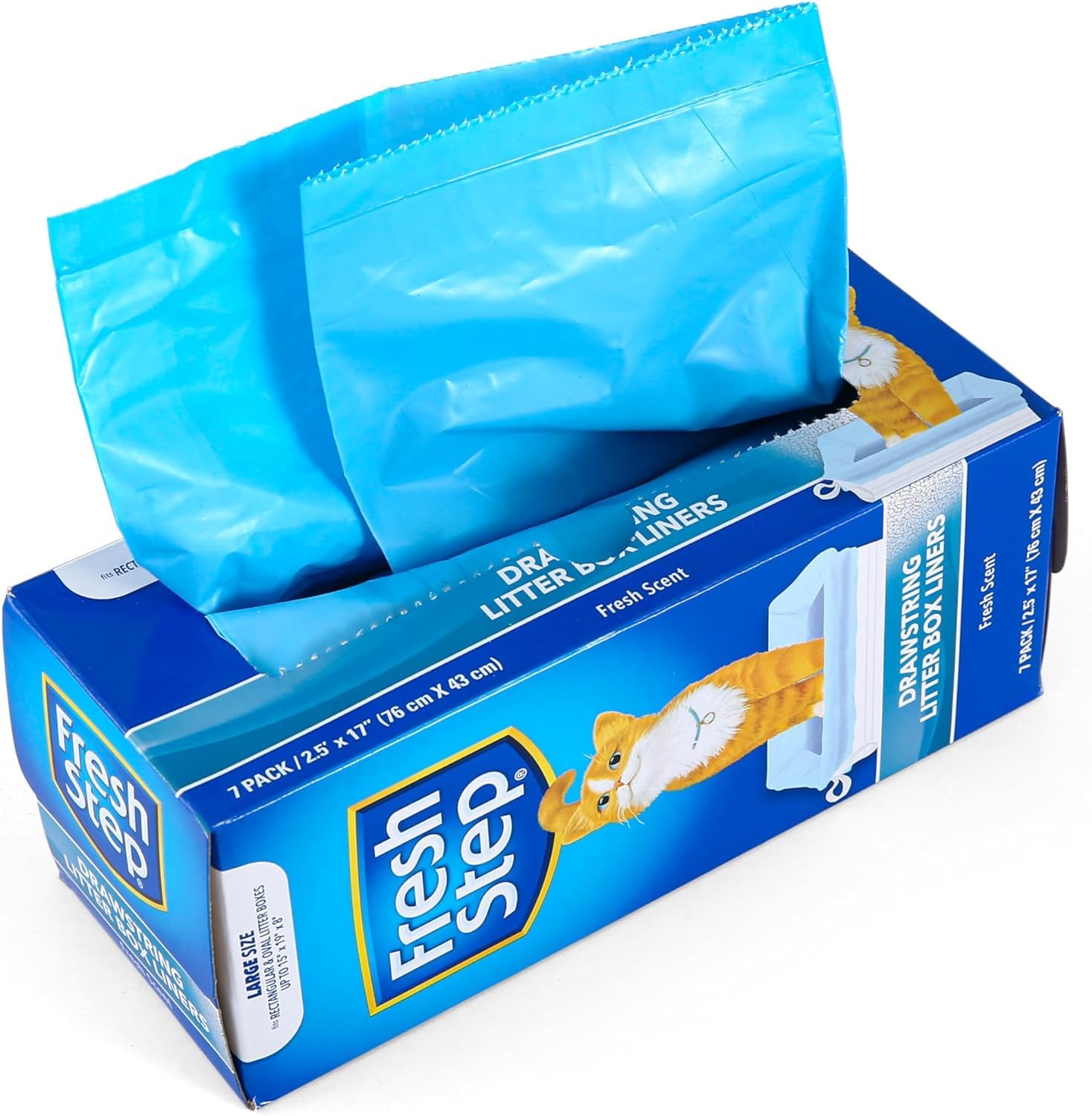Fresh Step Drawstring Large Litter Box Liners | Heavy Duty Liners For Cat Litter Box | Scented & Unscented Available | Quick & Easy Cleanup, Scented, Large - 3 Pack