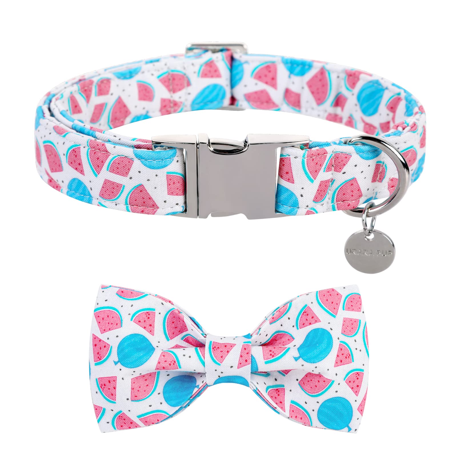 Up Urara Pup Bow Tie Dog Collar, Durable Comfortable Cotton Cute Dog Collar With Bowtie For Large Dog Girl Boy, Summer Dog Colla