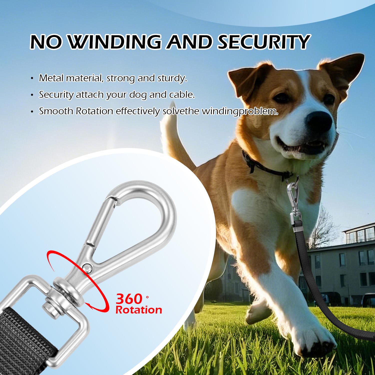 Wisedog 9.5 Ft Hands Free Dog Leash, Comfort And Safety Padded Handle & Heavy Duty Metal Clasp - Two Handle Dog Leash Adjustable