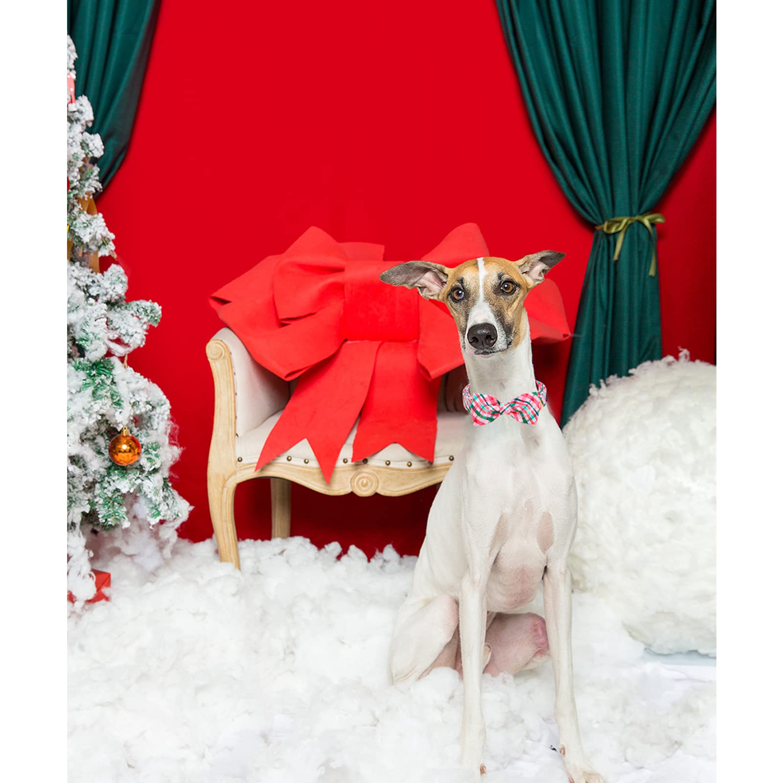 Unique Style Paws Dog Collar With Bow Pink & Green Plaid Dog Collar Best Gifts For Small Medium Large Dogs -L