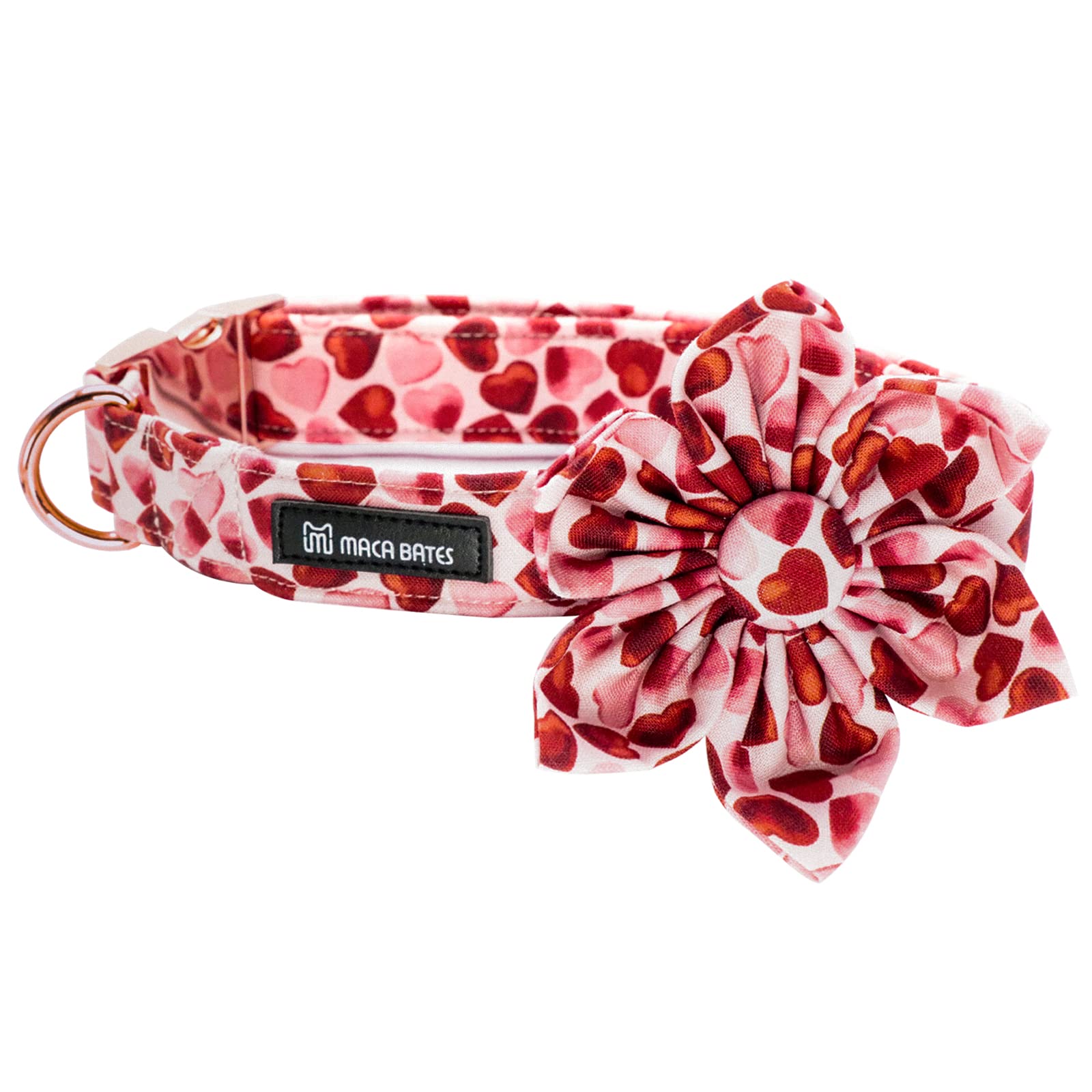 Maca Bates Valentine Dog Collar With Flower Bow Tie Love You Sweet Heart Dogs Collars Red Soft Adjustable Collor With Flowers Bo