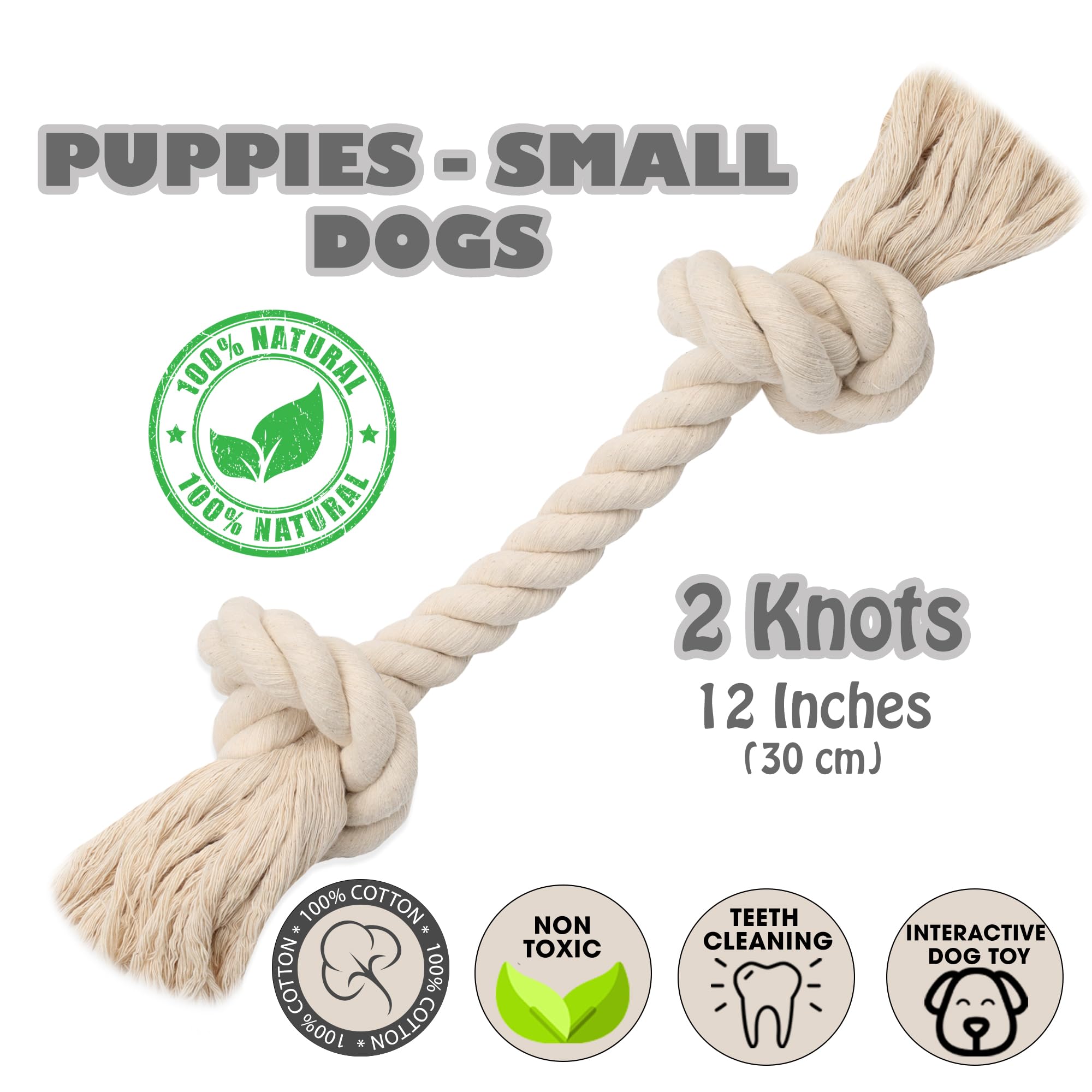 Barida Pet Supplies 100% Natural Cotton Rope Dog Toys, Premium White Cotton Dog Chew Toys, Puppy Chew Ropes For Teething, Tough