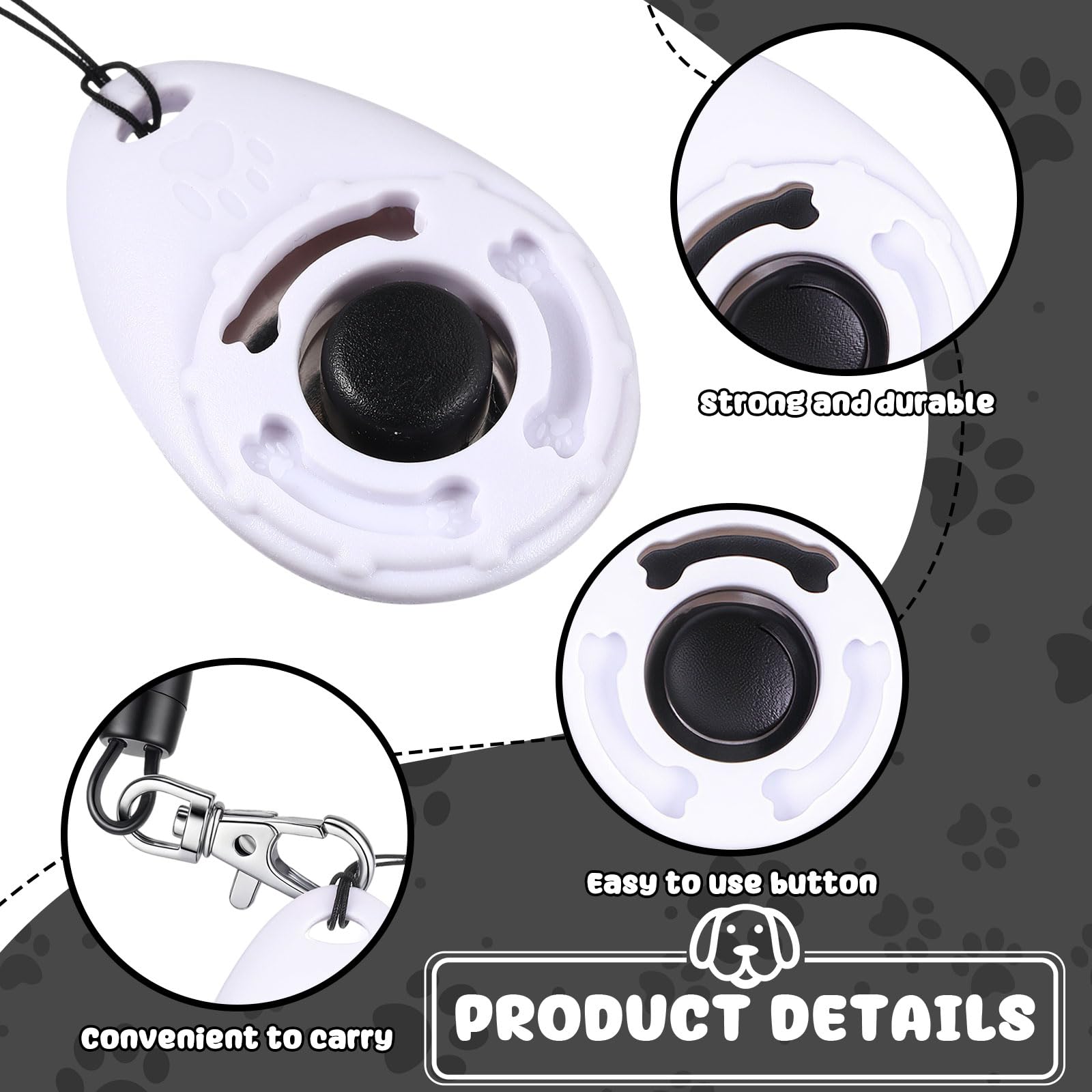 Frienda 18 Pieces Dog Training Clicker, Pet Behavioral Training Clickers With Wrist Strap For Dogs Cats Puppy Birds Horses (Whit