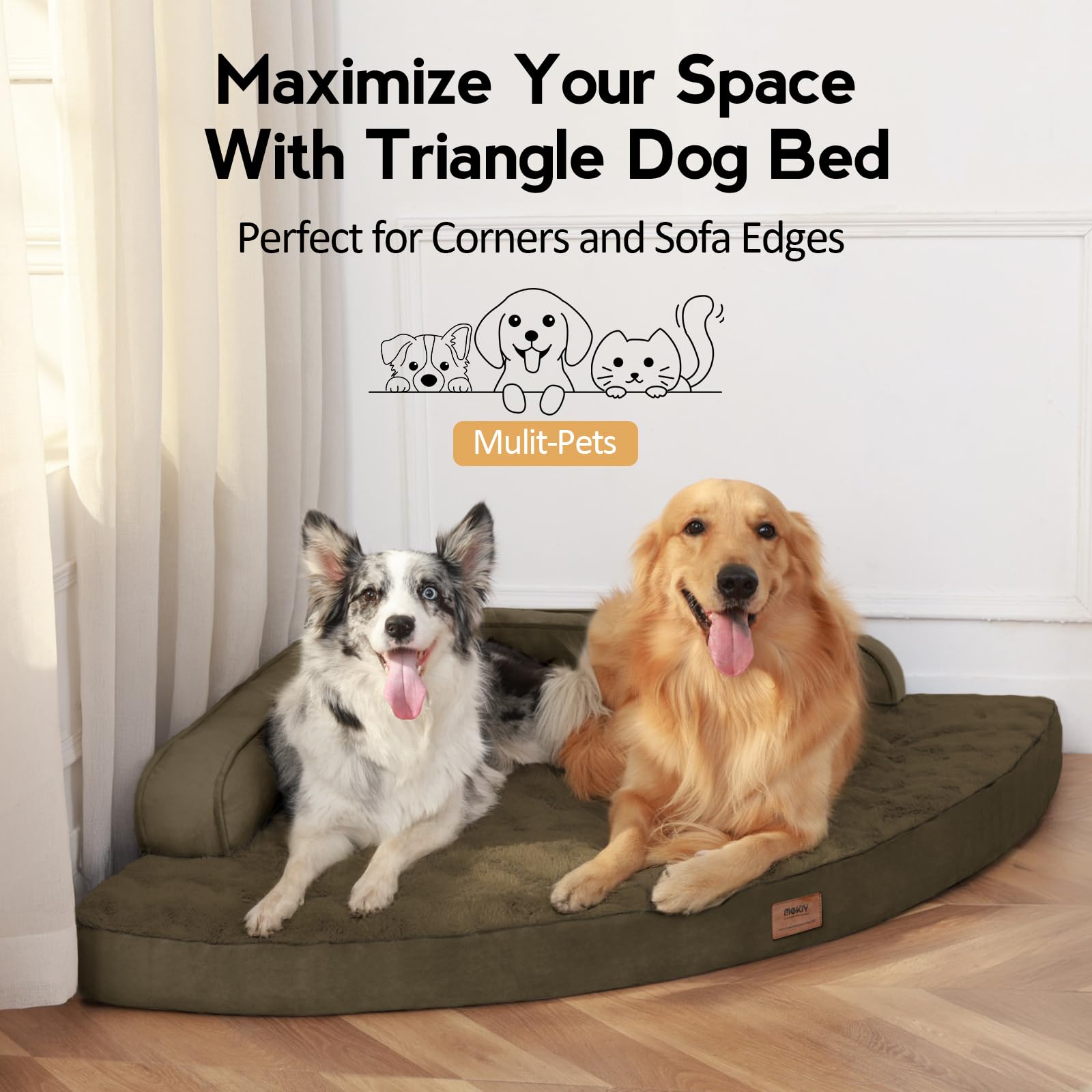 Mekiy Large Orthopedic Dog Bed With Sides Xl Dog Beds With Removable Washable Cover Non-Slip Waterproof Pet Bed For Extra Large