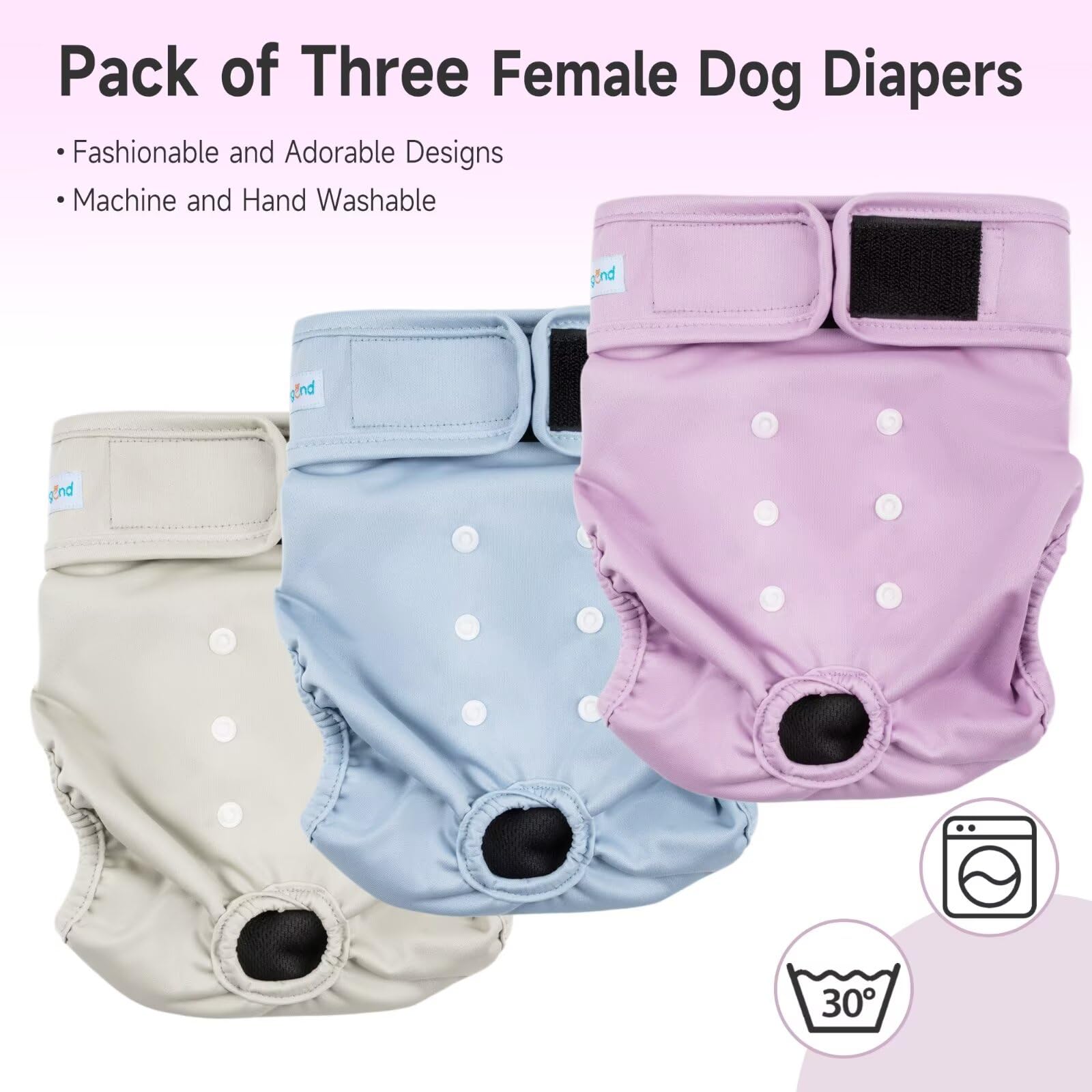 Paw Legend Washable Reusable Female Dog Period Diapers For Heat Doggie Puppy Diapers For Female Dogs (3 Pack,X-Small)