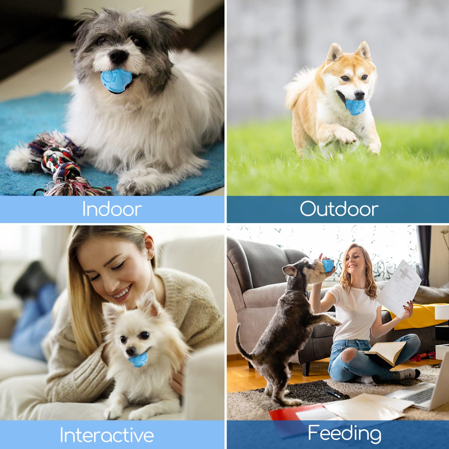 Nobleza Dog Treat Ball, Durable Safe Rubber IQ Dog Food Ball Dispenser for Chewing and Slow Feeing, Interactive Bouncy Enrichmen