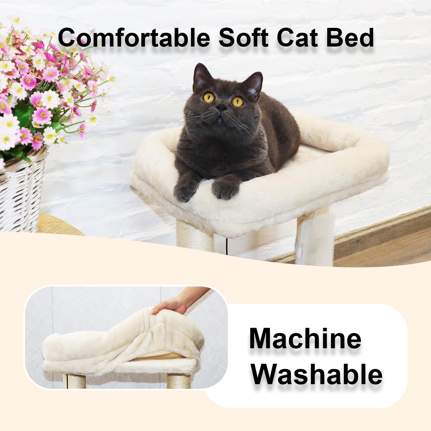 Pawsfans Cat Tree Scratching Post,Small Cat Tower With Perch Bed Scratch For Indoor Cats And Kittens Scratcher.Track Toy Hanging