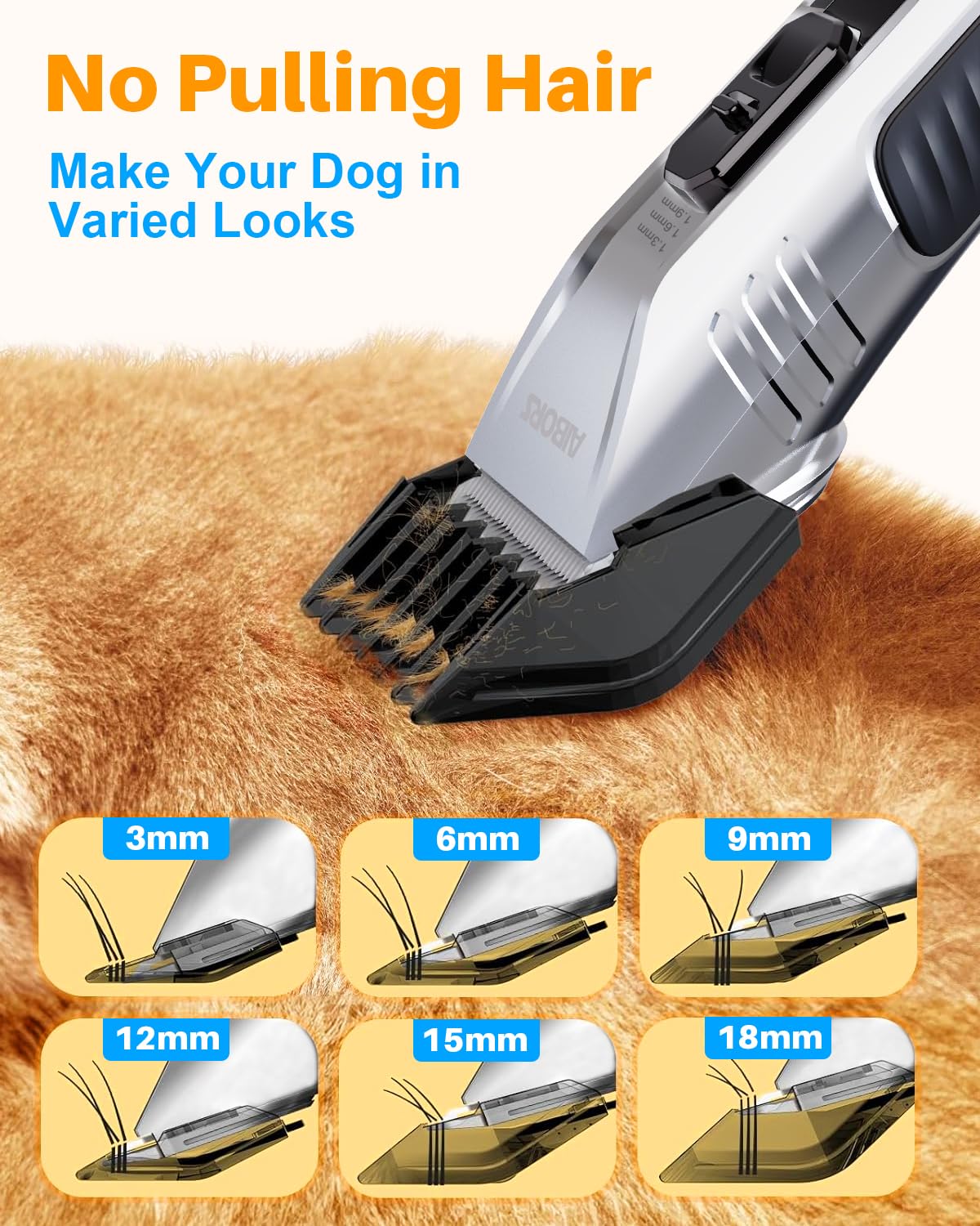 Dog Clippers For Grooming, Aibors 2500Mah Dog Shavers Kit For Grooming, Low Noise, Rechargeable Cordless Hair Clippers For Dogs