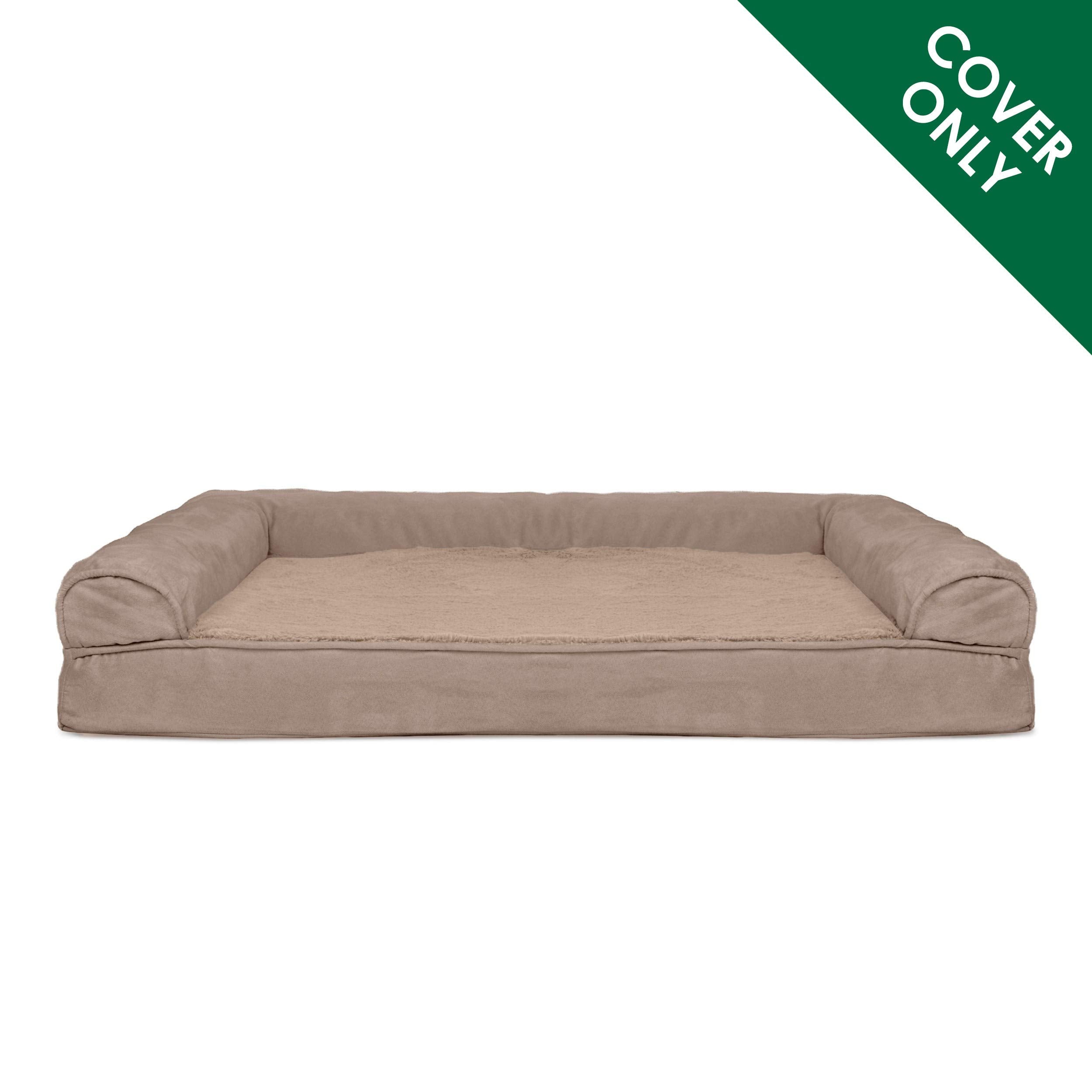 Furhaven Replacement Dog Bed Cover Plush & Suede Sofa-Style, Machine Washable - Almondine, Jumbo Plus (Xx-Large)