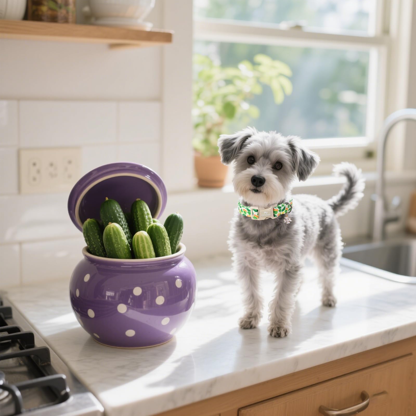 Mr.Chubbyface Pickle Cotton Dog Collar, Cute Summer Pickle Pattern Dog Collars, Soft Plastic Buckle Puppy Collar For Small Mediu