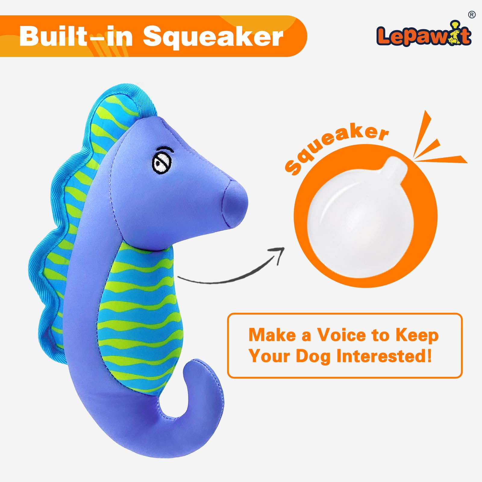 Lepawit Squeaky Dog Toys, Floating Dog Toys For Indoor Or Outward Play, Interactive Dog Gifts For Small And Medium Dogs - Seahor