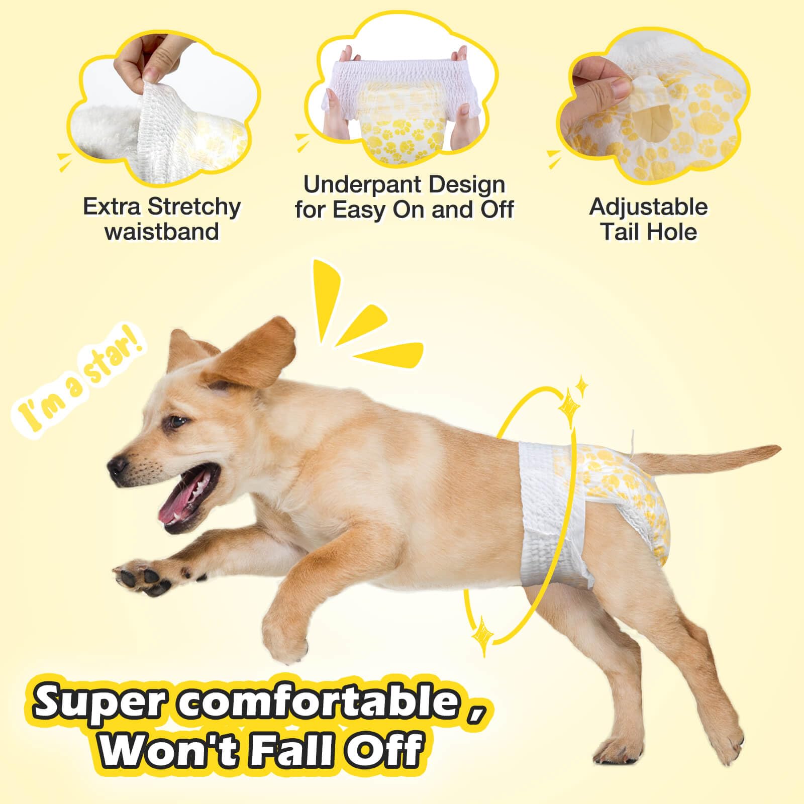 Dono Dog Diapers Female, Disposable Full Wrap With Stretchy Waist, 360 Leak-Proof, Absorbent, Heat Period Doggie Diapers For Sma