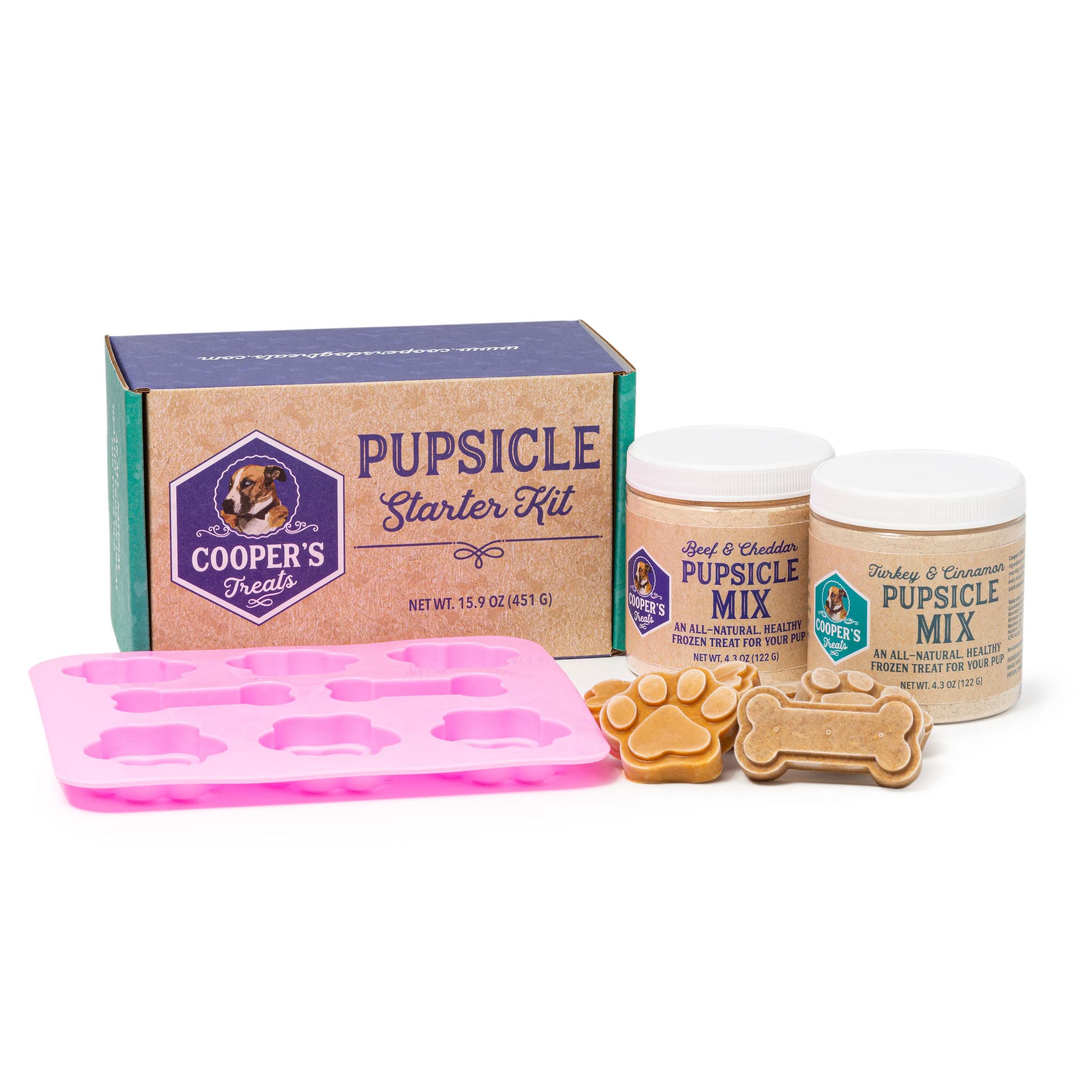 Coopers Treats Pupsicle Starter Kit - Easy, Homemade Frozen Dog Treat Kit - Healthy, Delicious Dog Ice Cream Mix - Make Your Ow