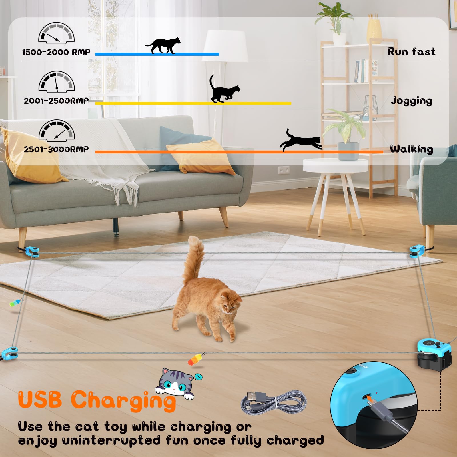 Interactive Cat Toy For Indoor - Automatic Cat Treadmill With Remote Control, 3 Speeds, Quiet Motor & Durable Design | Indoor Ch