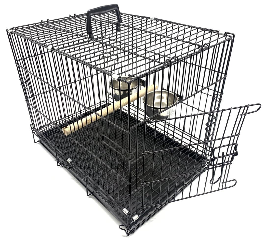 Durable Easy Portable Collapsible Metal Travel Or Veterinary Collapsable Parrot Bird Carrier Beaks-Proof Easy Clean Carrier Cage