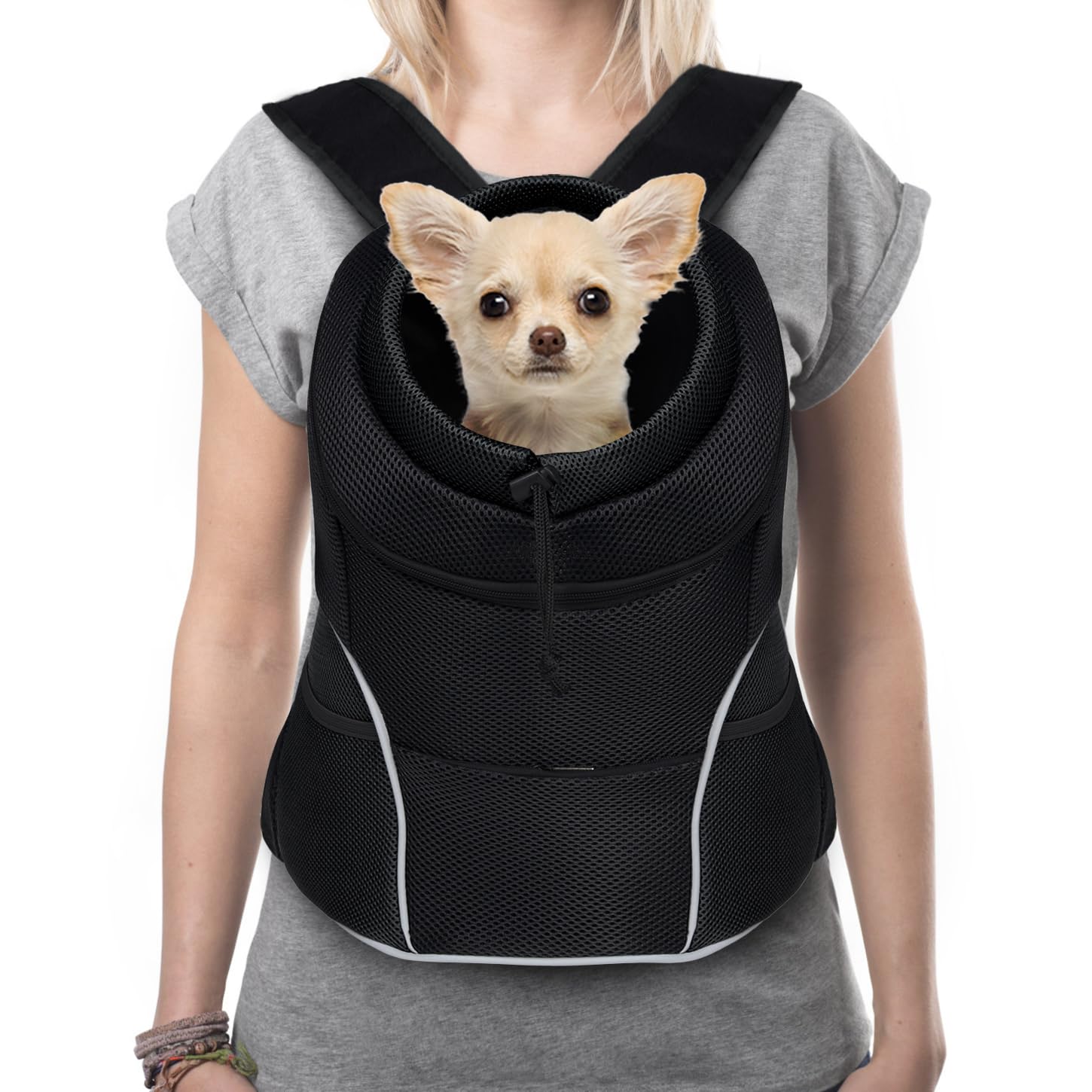 YUDODO Dog Carrier Backpack Pet Dog Carrier Front Pack Breathable Head Out Reflective Safe Warm Doggie Carrier Backpack for Smal