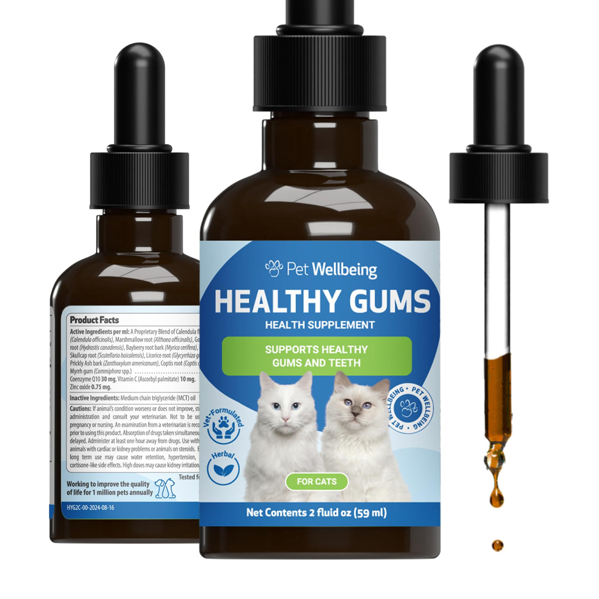 Pet Wellbeing - Healthy Gums For Cats - Natural Support For For Healthy Gums, Teeth And Breath In Felines - 2Oz (59Ml)
