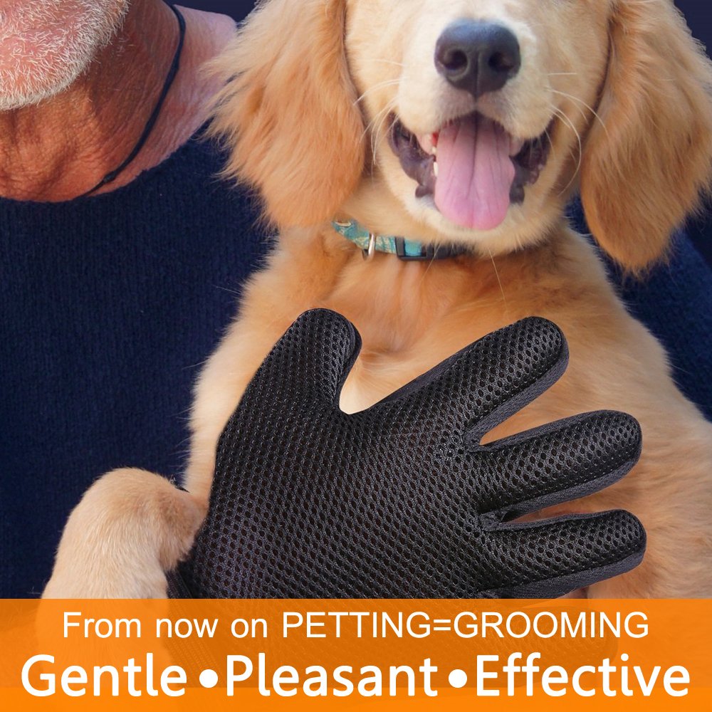 1 Pair Pet Grooming Glove,Gentle Deshedding Brush Glove Hair Remover Brush For Dogs,Cats & Horses With Long & Short Fur
