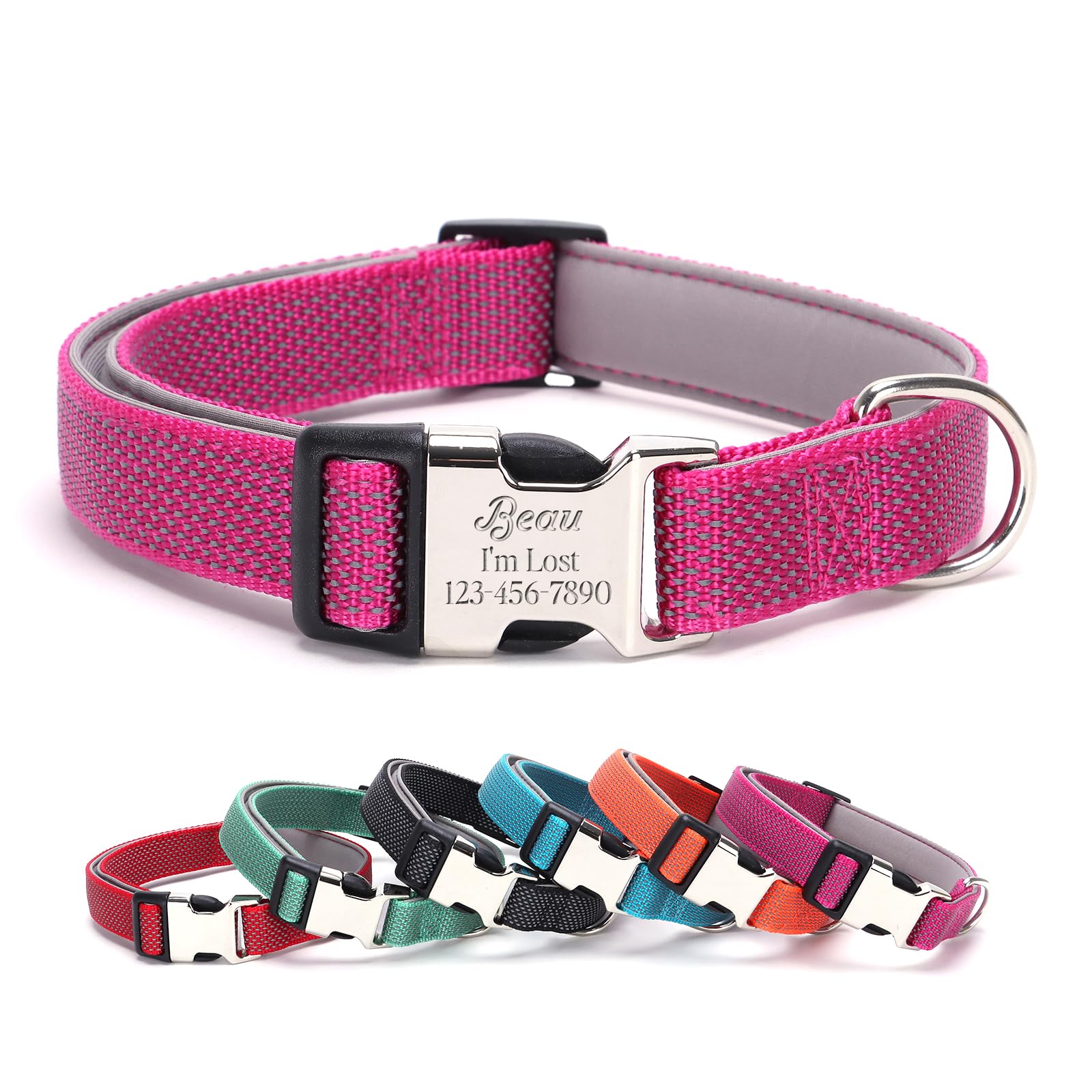 Personalized Dog Collar,Engraved Reflective Dog Collar, Custom Dog Collar, Pet Collar, Quick Release Buckle, Gift'S For Pets (Ro