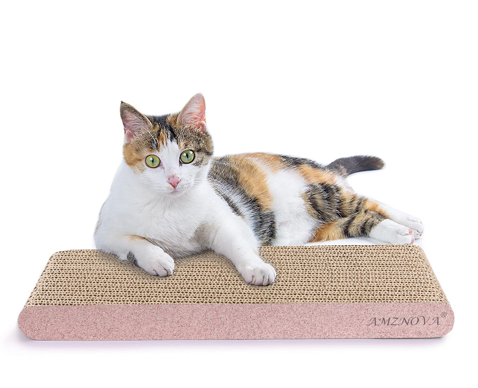 Amznova Cat Scratcher, Scratching Pad, Durable Recyclable Cardboard With Catnip, Narrow, Glitter Rose Gold