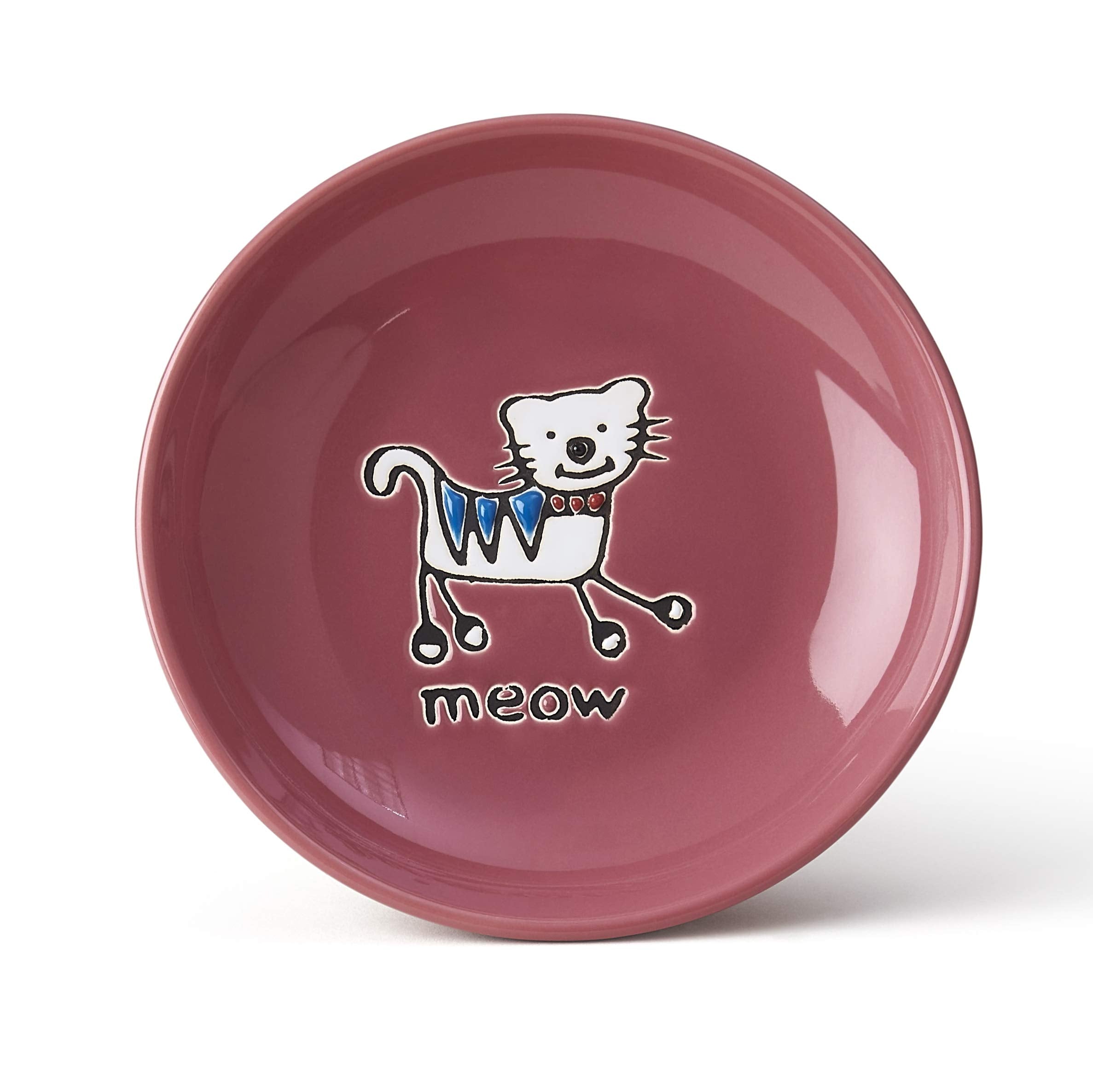 PetRageous 11035 Silly Kitty Dishwasher and Microwave Stoneware Cat Saucer 5-Inch Diameter 2.5-Ounce Capacity for Wet or Dry Cat