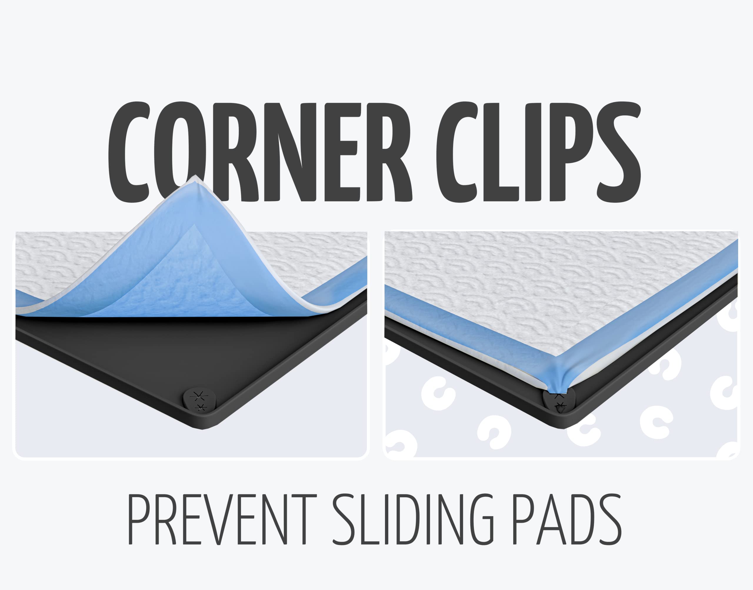 Skywin Pee Pad Holder - No Spill And Leaks Silicone Puppy Pad Holder, Secure 30 X 23 Inches Pee Pad (30Lx23W, Black)