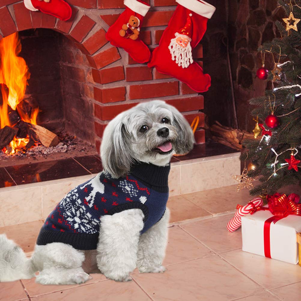 Scenereal Small Dog Girls & Boys Turtleneck Sweater - Winter Dog Clothes, Christmas Outfit - Dachshund, Yorkie, Chihuahua Sizes