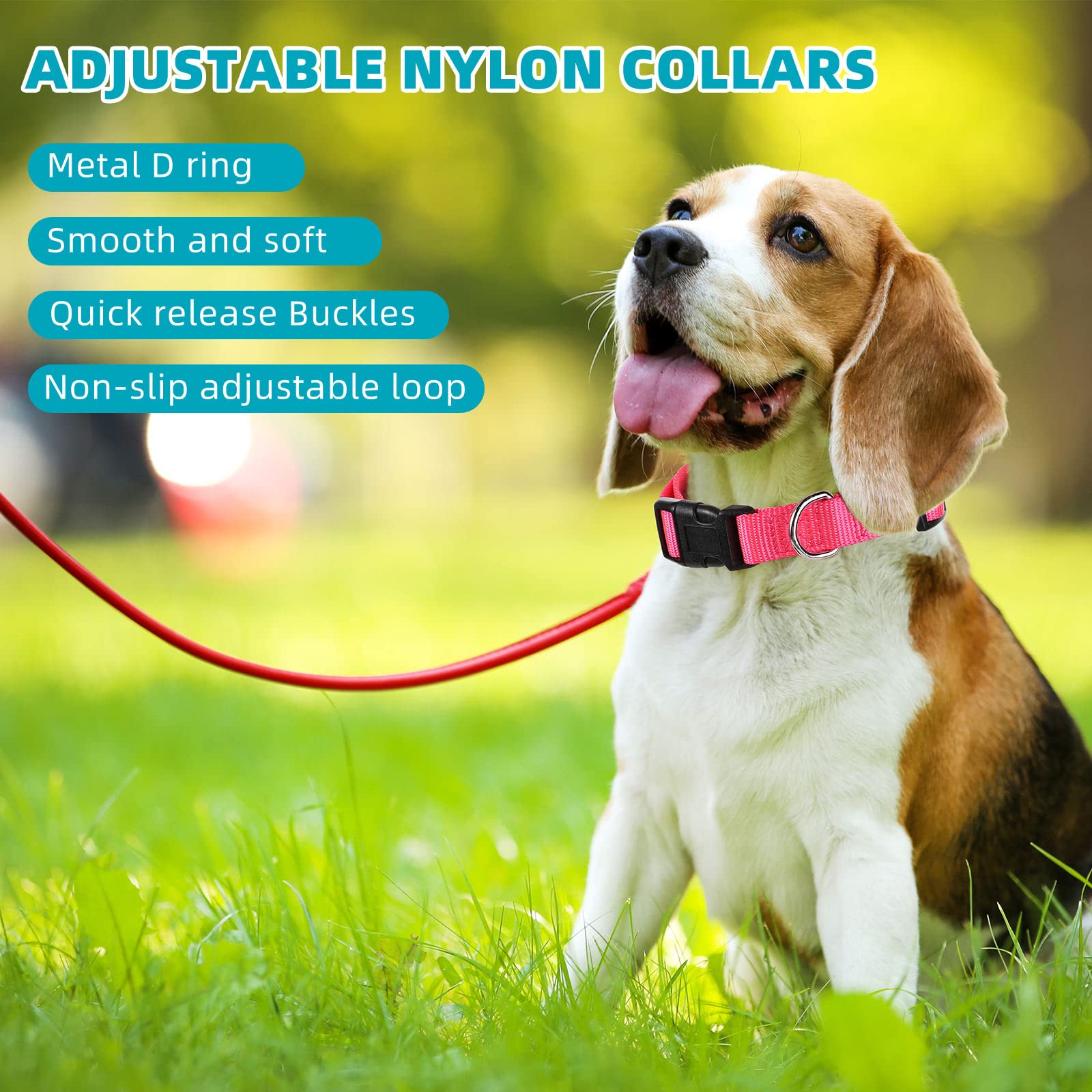 9 Pieces Adjustable Dog Collar For Animal, Soft Nylon Pets Puppy Collar With Quick Release Buckle Holder Bulk For Dogs Walking R