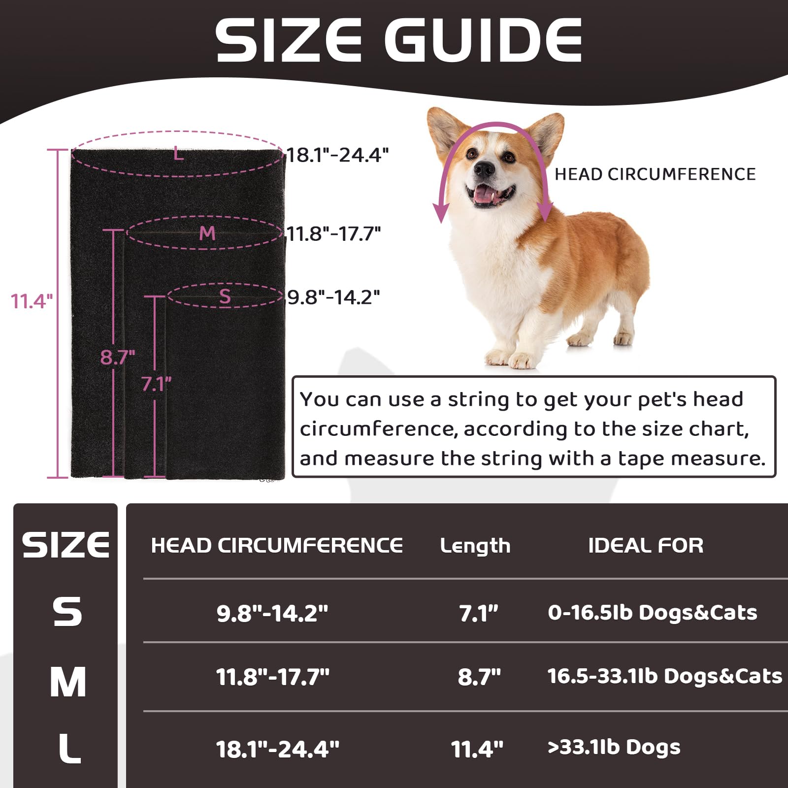 Nanaki Quiet Dog Head Cover- No Shake Ear Wrap Headband Calming Hoodie For Dogs, Snood Pet Ear Protector Cover Muffs For Anxiety