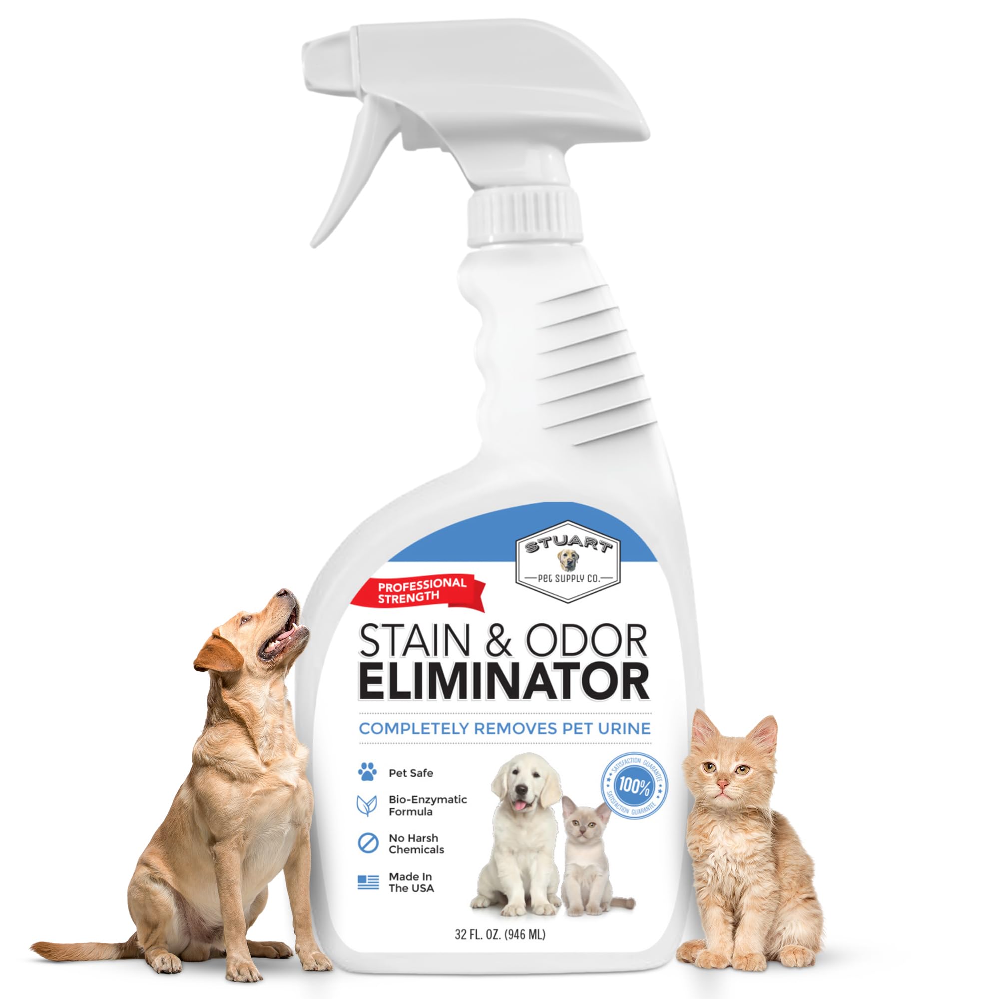 Stuart Pet Supply Co. Professional Strength Pet Stain And Odor Eliminator - Urine Odor Remover - Pet Urine Enzyme Cleaner - Enzy