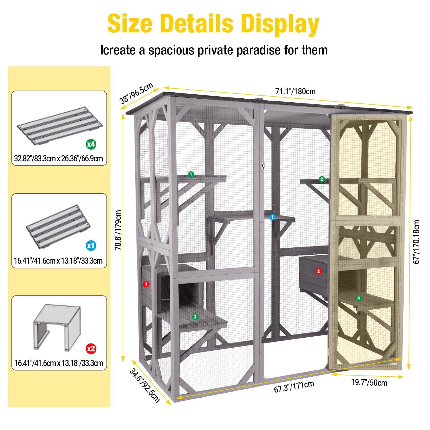 Aivituvin Catio Outdoor Cat Enclosure Extra Large Wooden Cat Cage Condo Playpen For Multiple Cats Waterproof Cover For Indoor Ou