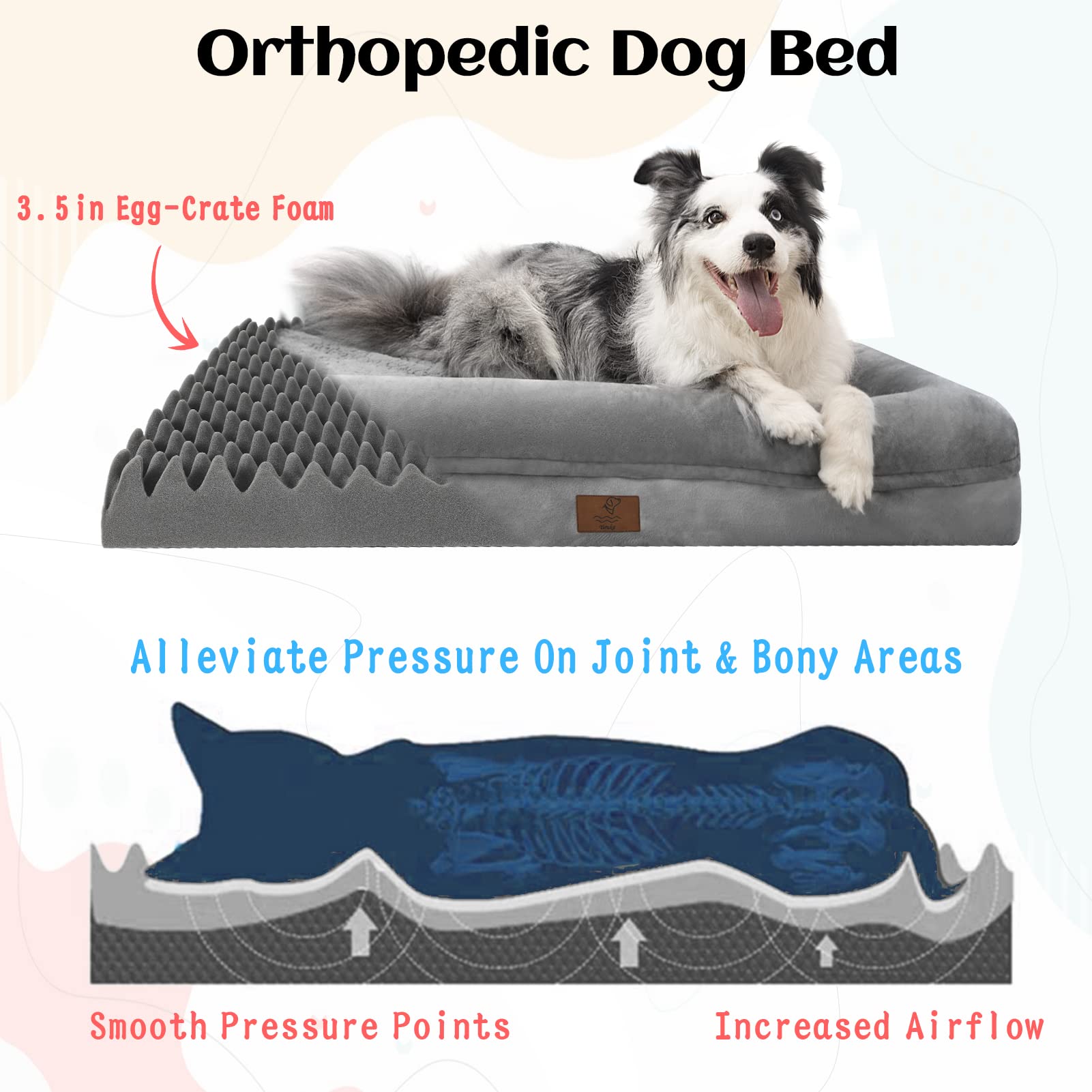 Yiruka Orthopedic Dog Bed for Small Dogs, Waterproof Puppy Bed with Removable Washable Cover, Egg Crate Foam Small Dog Couch Bed